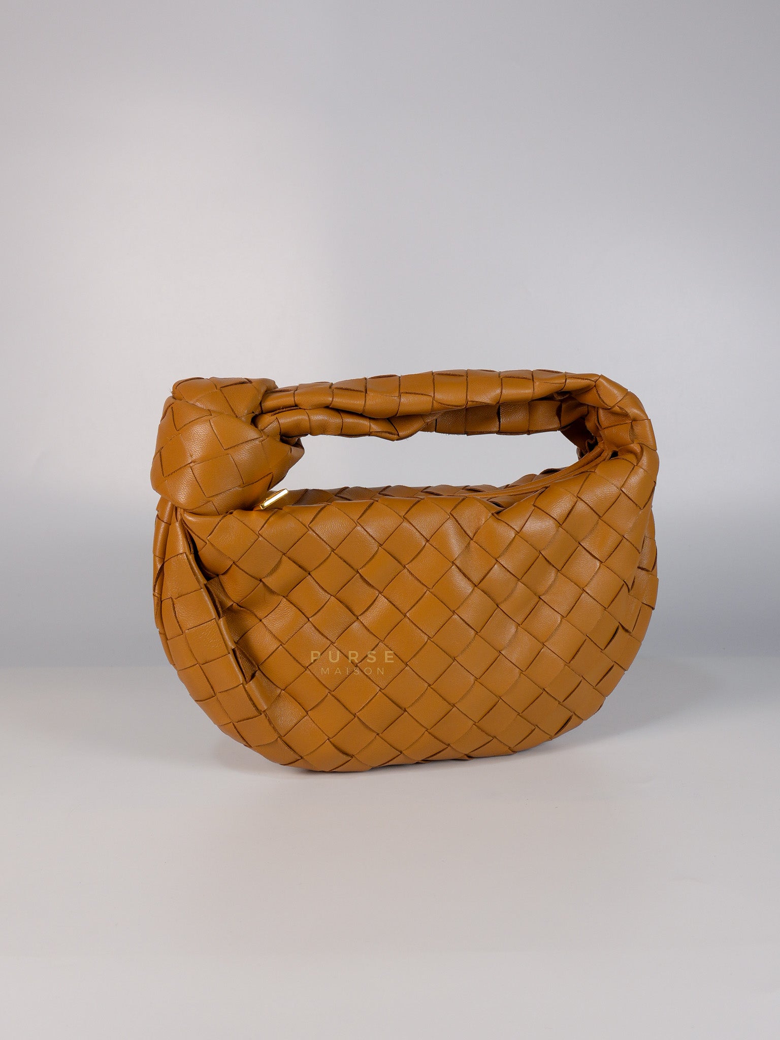 Mini Jodie Caramel in Nappa Intrecciato Leather Handbag | Purse Maison Luxury Bags Shop
