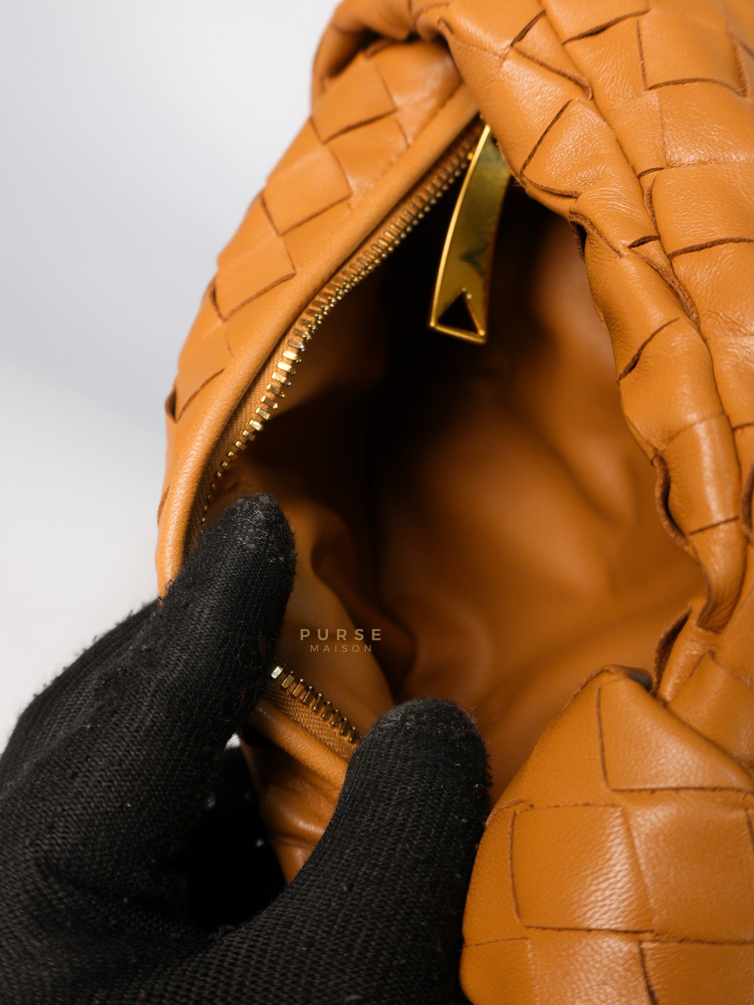 Mini Jodie Caramel in Nappa Intrecciato Leather Handbag | Purse Maison Luxury Bags Shop