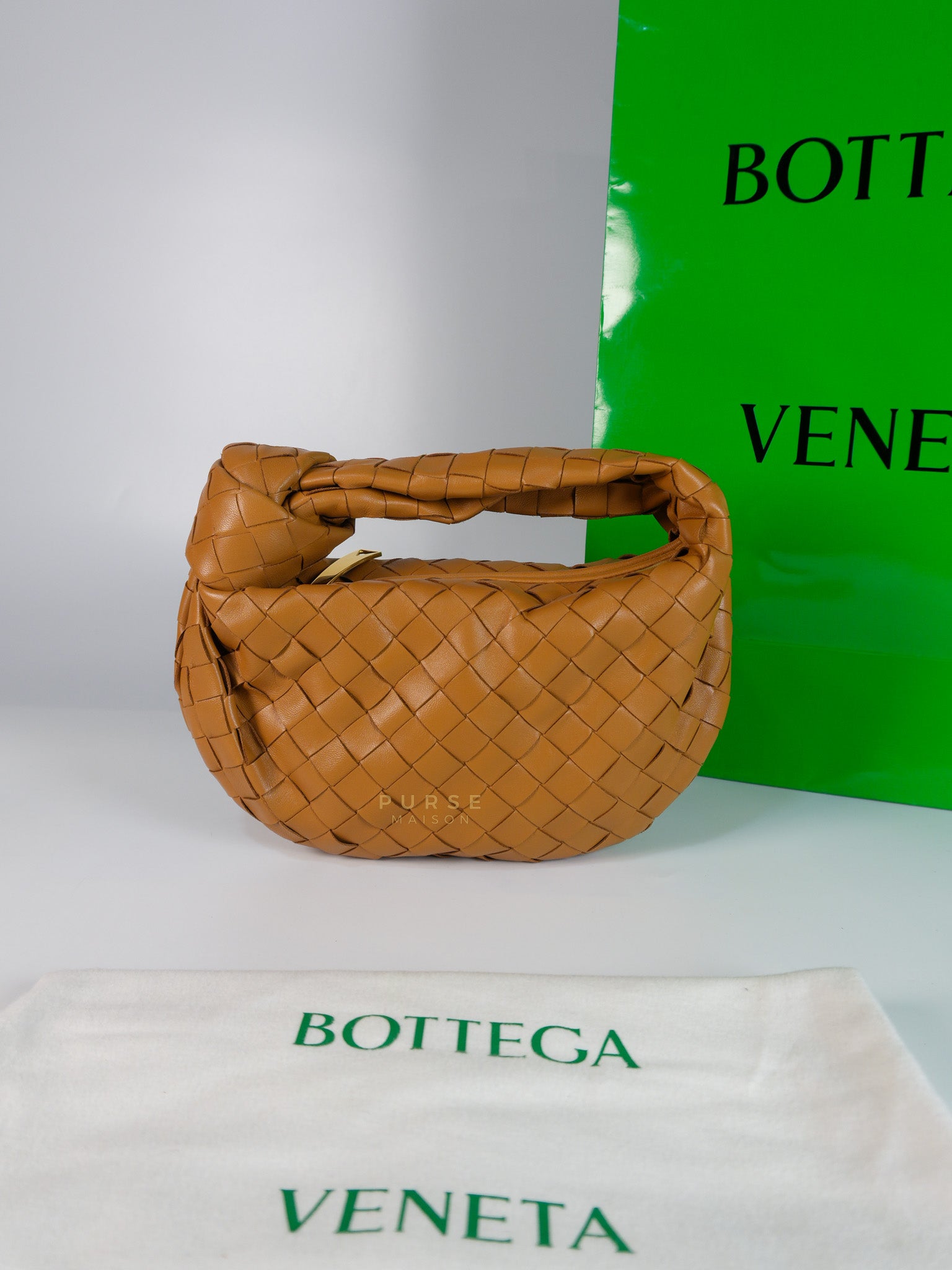 Mini Jodie Caramel in Nappa Intrecciato Leather Handbag | Purse Maison Luxury Bags Shop