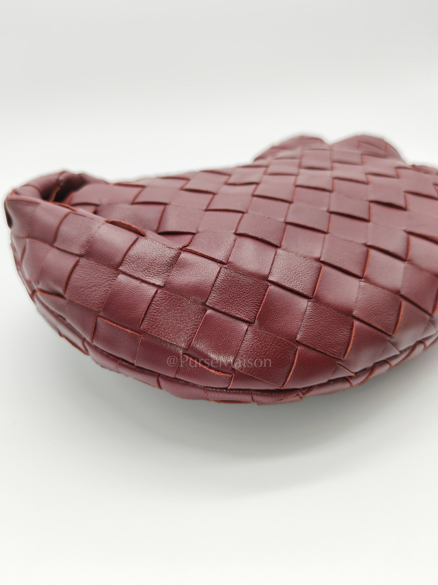 Mini Jodie in Burgundy Intrecciato Leather Handbag | Purse Maison Luxury Bags Shop