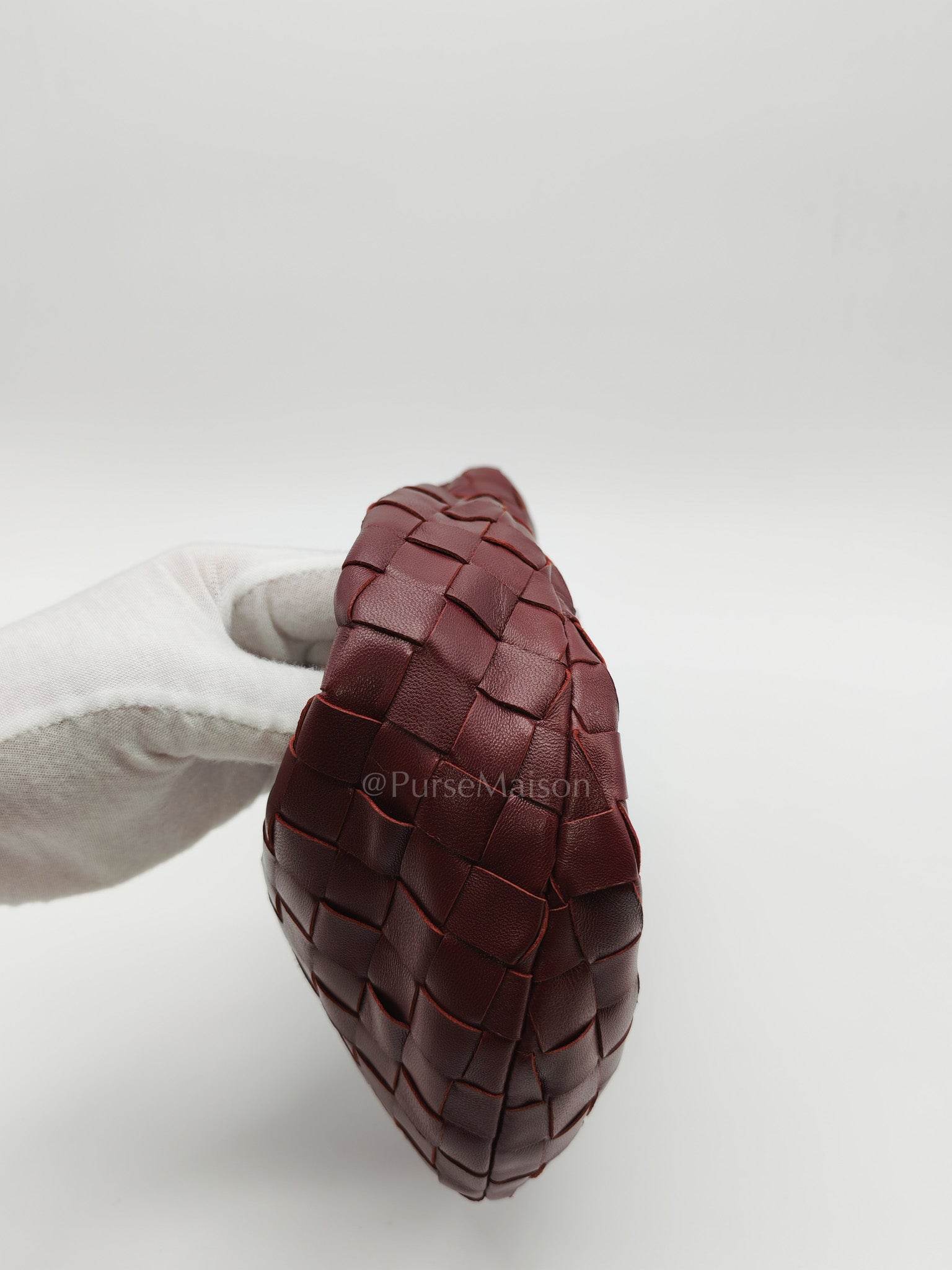 Mini Jodie in Burgundy Intrecciato Leather Handbag | Purse Maison Luxury Bags Shop