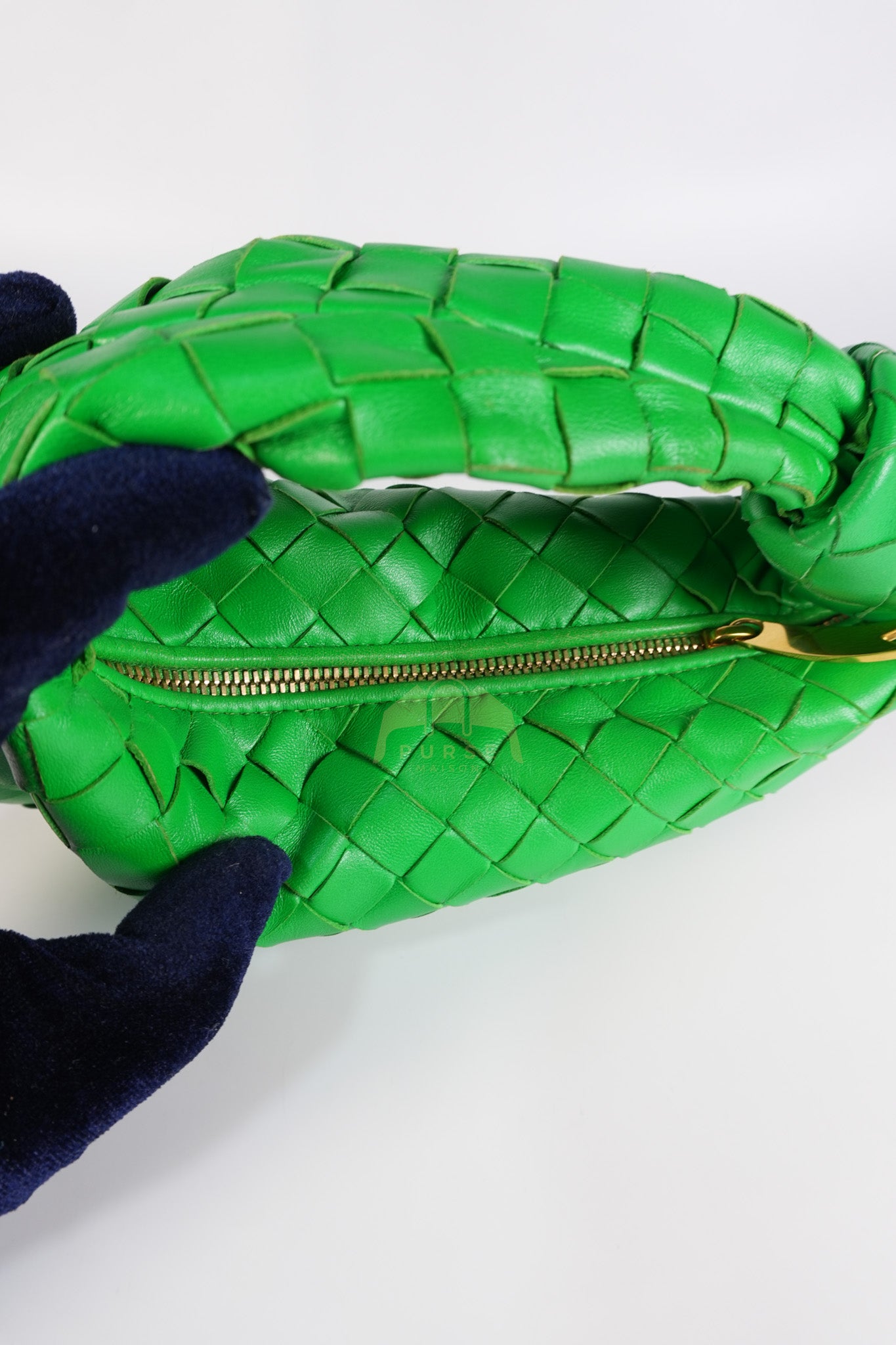 Mini Jodie in Green Nappa Intrecciato Leather & Gold Hardware | Purse Maison Luxury Bags Shop