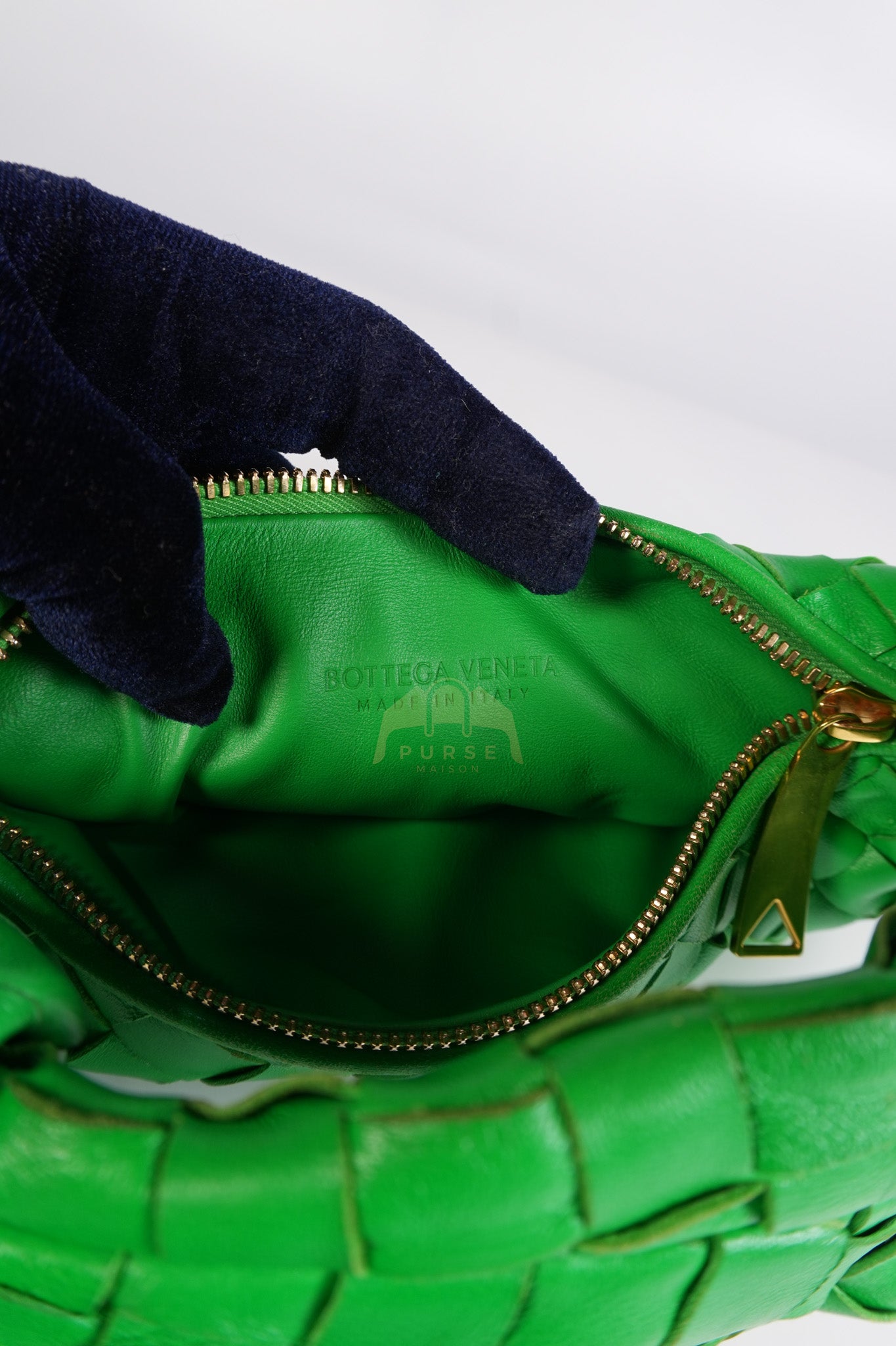 Mini Jodie in Green Nappa Intrecciato Leather & Gold Hardware | Purse Maison Luxury Bags Shop