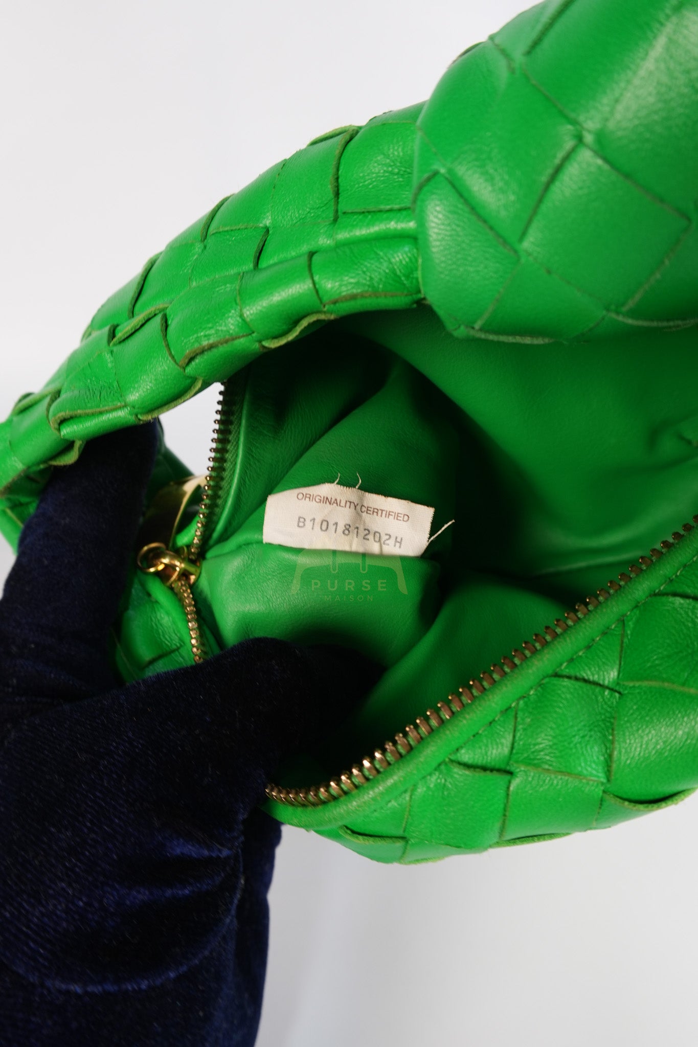 Mini Jodie in Green Nappa Intrecciato Leather & Gold Hardware | Purse Maison Luxury Bags Shop