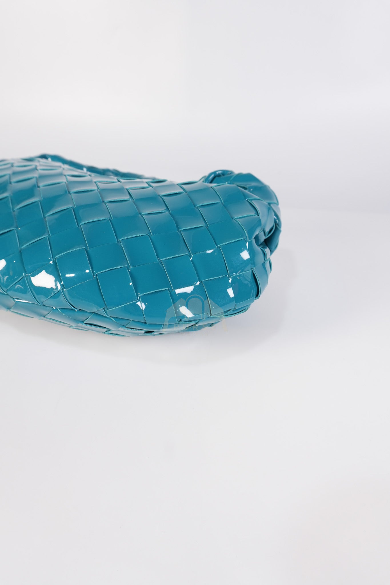 Mini Jodie in Teal Patent Intrecciato Leather & Silver Hardware | Purse Maison Luxury Bags Shop