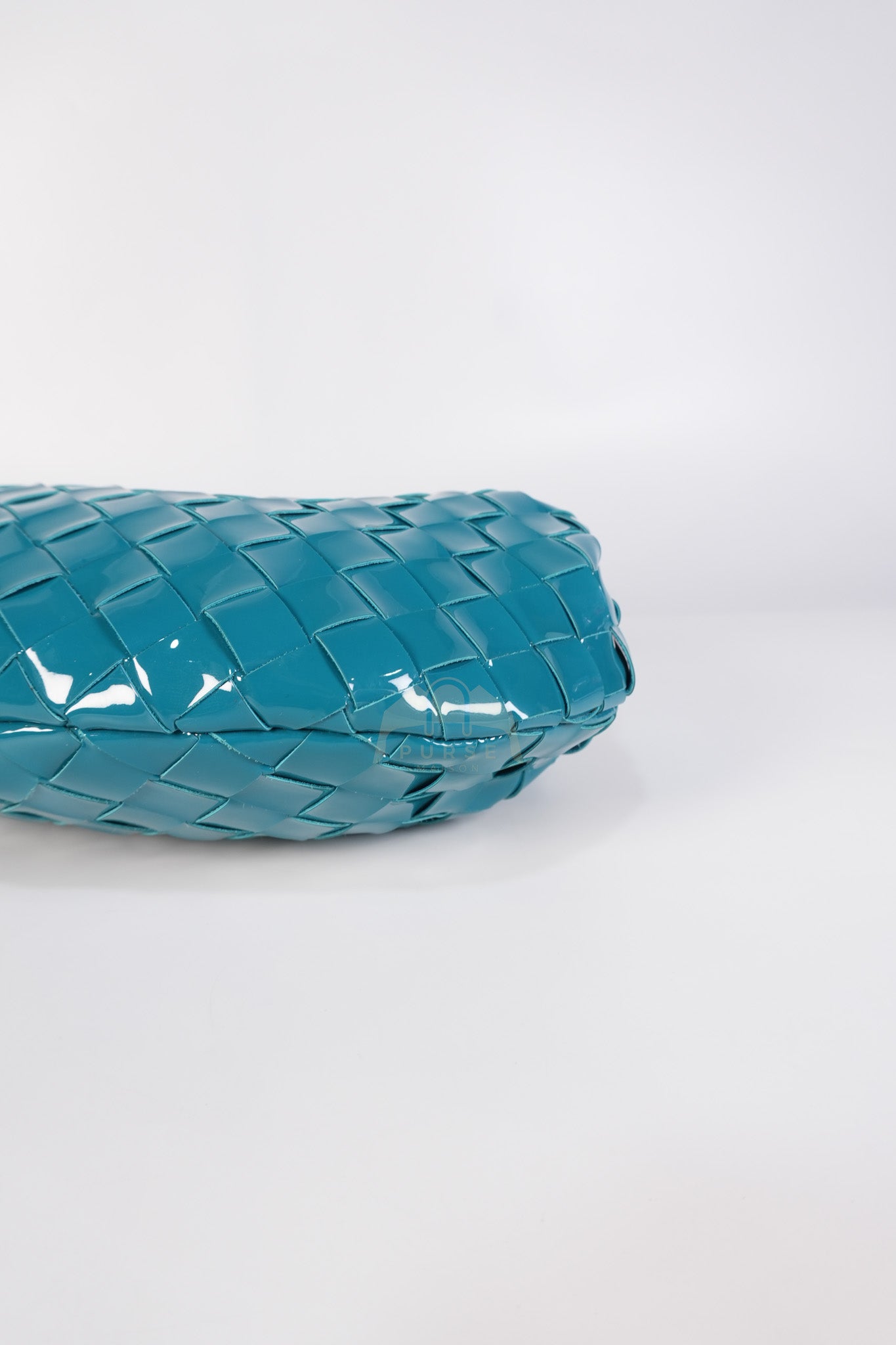 Mini Jodie in Teal Patent Intrecciato Leather & Silver Hardware | Purse Maison Luxury Bags Shop