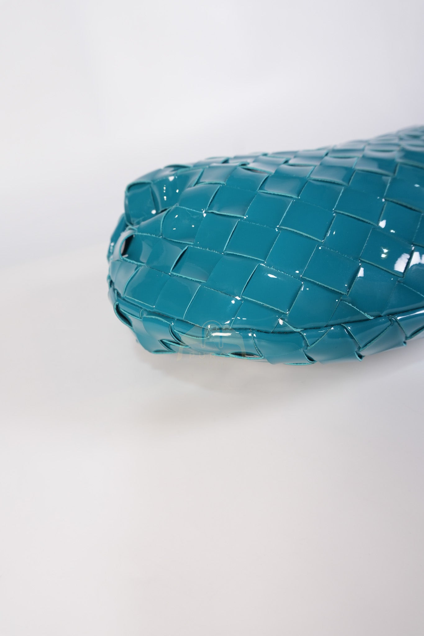 Mini Jodie in Teal Patent Intrecciato Leather & Silver Hardware | Purse Maison Luxury Bags Shop