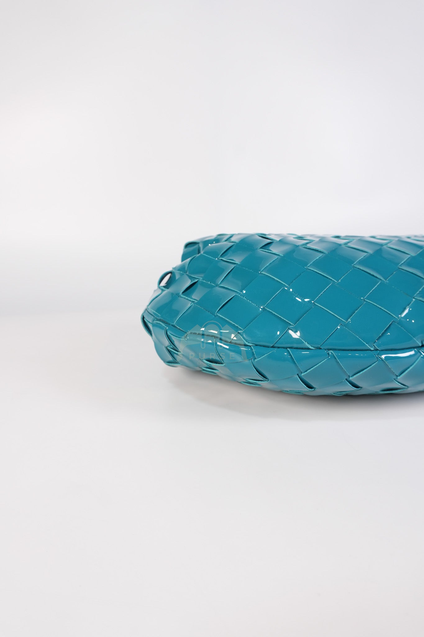 Mini Jodie in Teal Patent Intrecciato Leather & Silver Hardware | Purse Maison Luxury Bags Shop