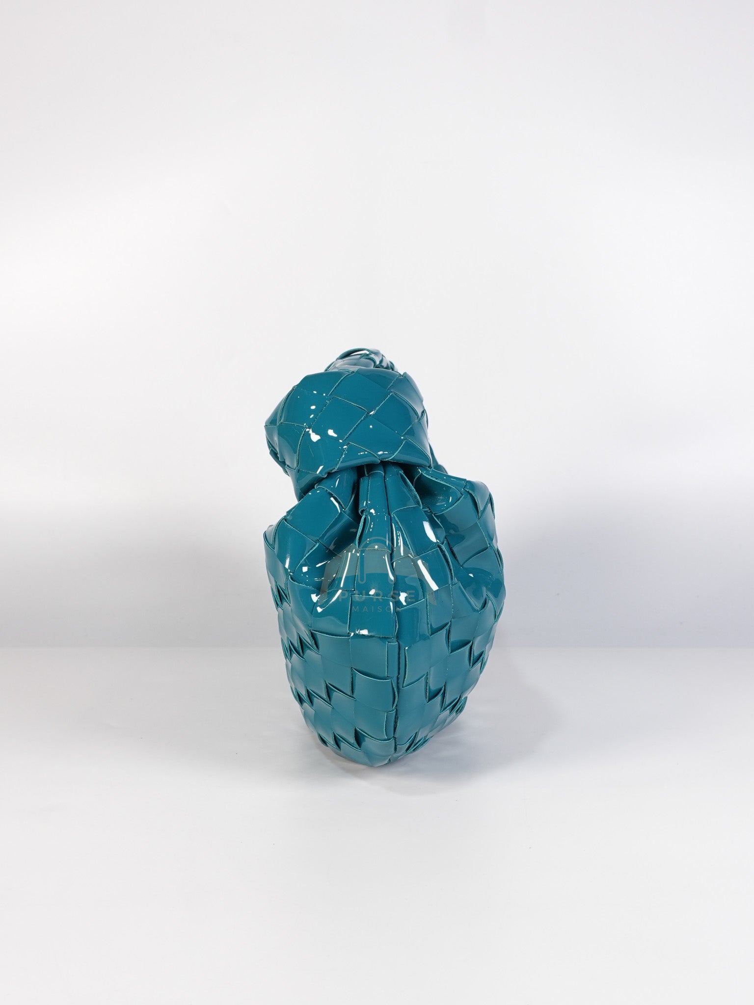 Mini Jodie in Teal Patent Intrecciato Leather & Silver Hardware | Purse Maison Luxury Bags Shop