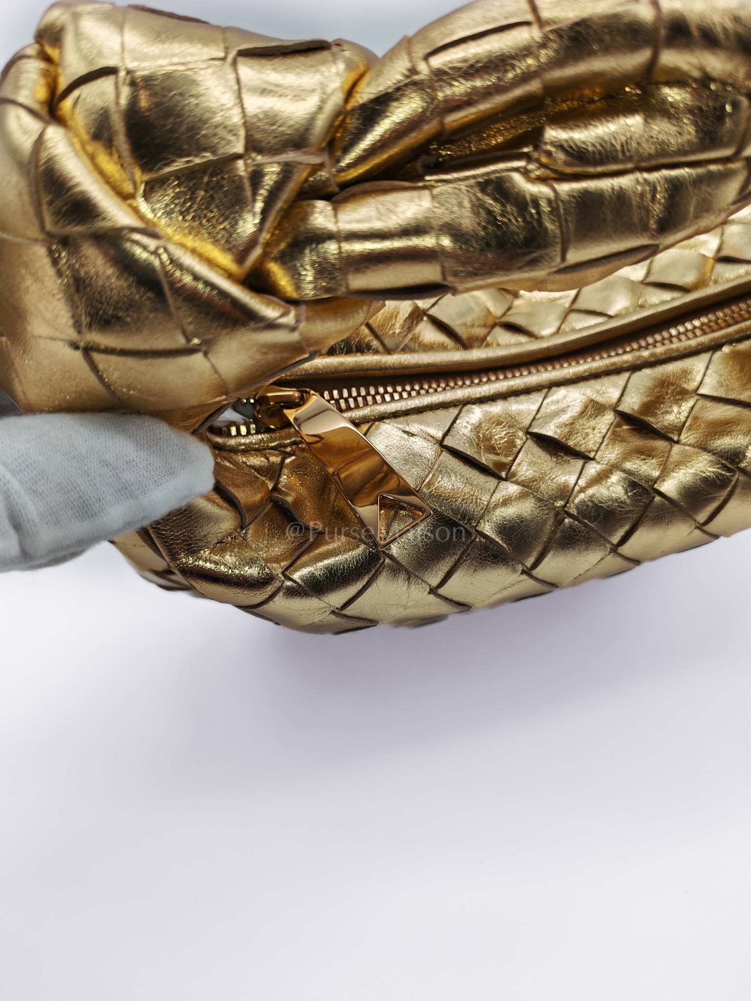 Mini Jodie Metallic Intrecciato Leather Hand Bag | Purse Maison Luxury Bags Shop