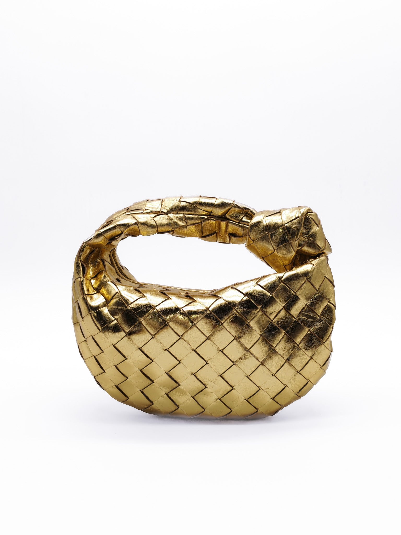 Mini Jodie Metallic Intrecciato Leather Hand Bag | Purse Maison Luxury Bags Shop