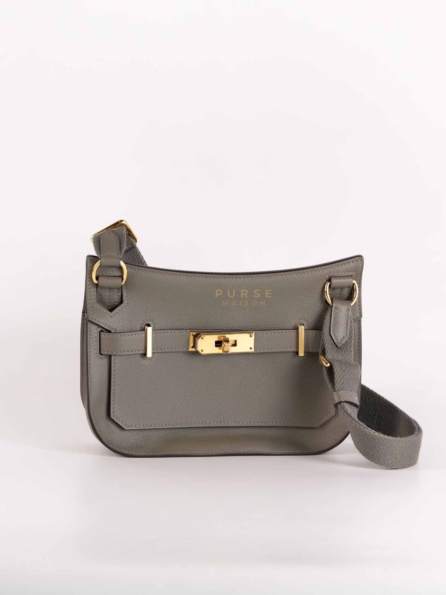 Mini Jypsiere in Gris Meyer Evercolor Leather and Gold Hardware Stamp K (2025) | Purse Maison Luxury Bags Shop
