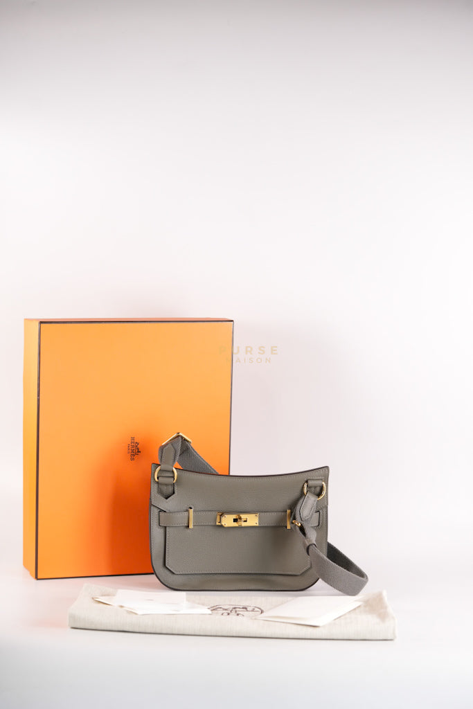 Mini Jypsiere in Gris Meyer Evercolor Leather and Gold Hardware Stamp K (2025) | Purse Maison Luxury Bags Shop
