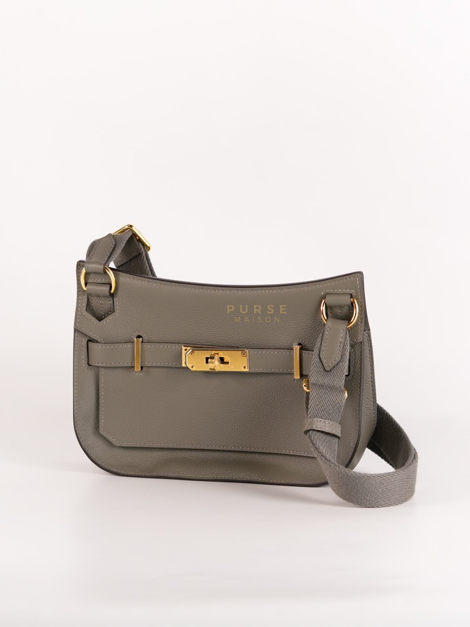 Mini Jypsiere in Gris Meyer Evercolor Leather and Gold Hardware Stamp K (2025) | Purse Maison Luxury Bags Shop