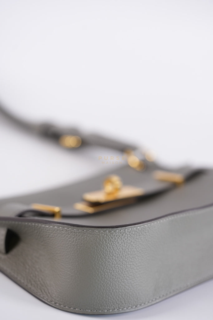 Mini Jypsiere in Gris Meyer Evercolor Leather and Gold Hardware Stamp K (2025) | Purse Maison Luxury Bags Shop