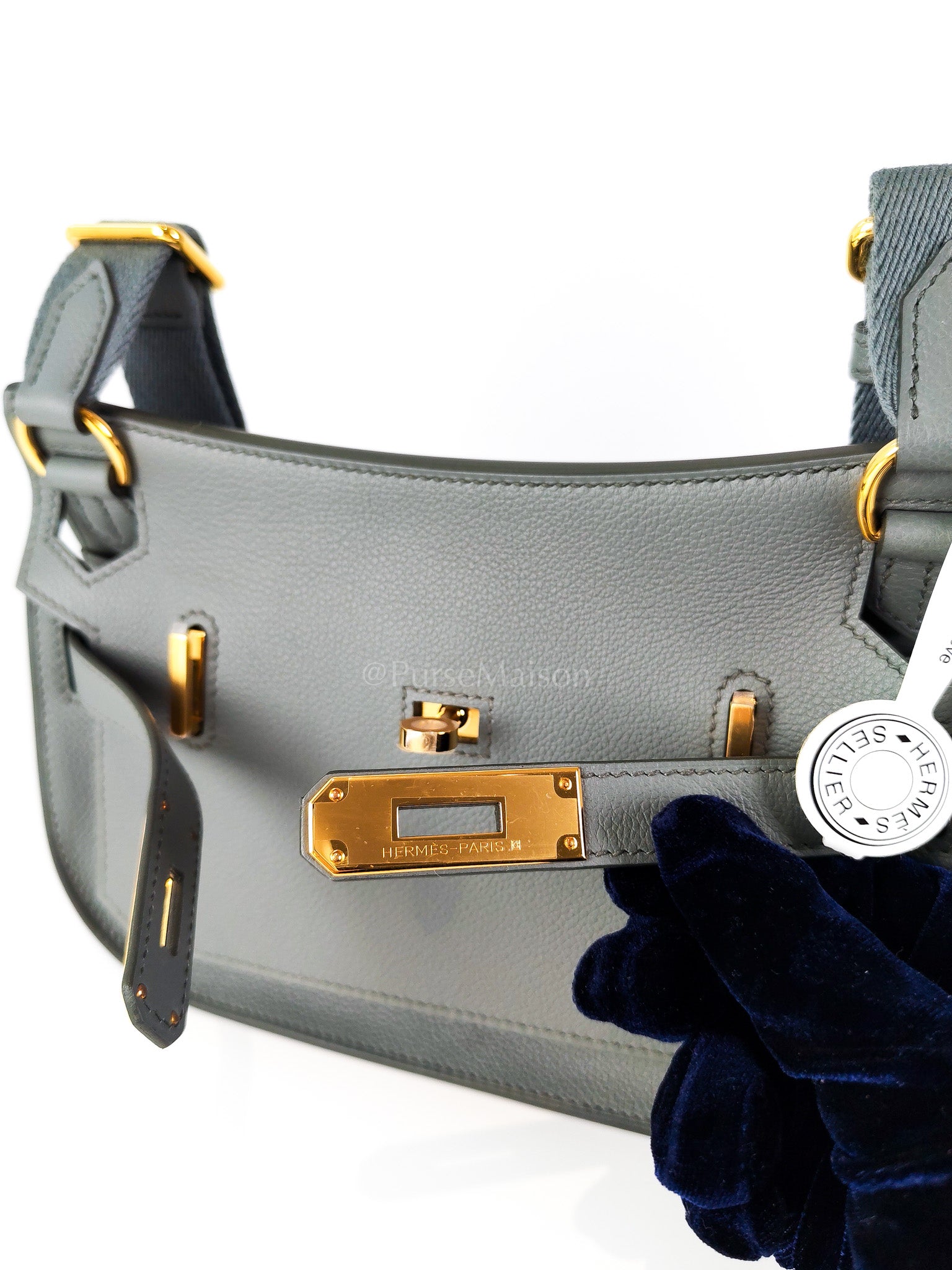 Mini Jypsiere Vert Amande in Evercolor Leather and Gold Hardware Stamp K (2025) | Purse Maison Luxury Bags Shop