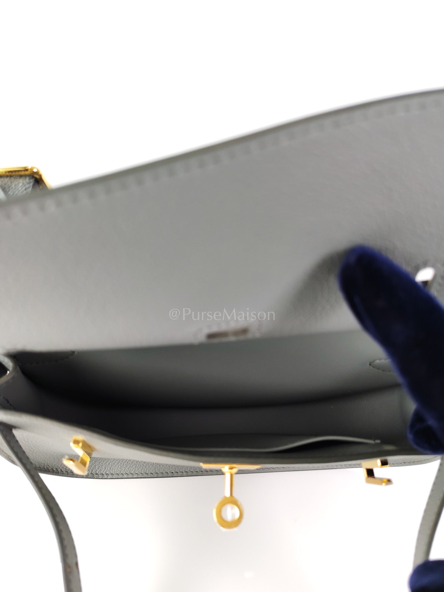 Mini Jypsiere Vert Amande in Evercolor Leather and Gold Hardware Stamp K (2025) | Purse Maison Luxury Bags Shop