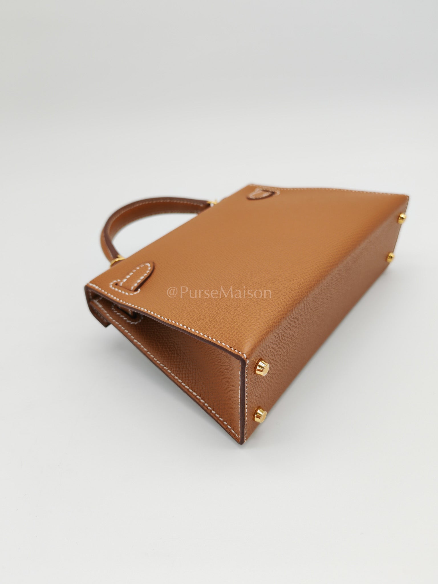 Mini Kelly Gold Epsom Leather in Gold Hardware Stamp W(2024) | Purse Maison Luxury Bags Shop