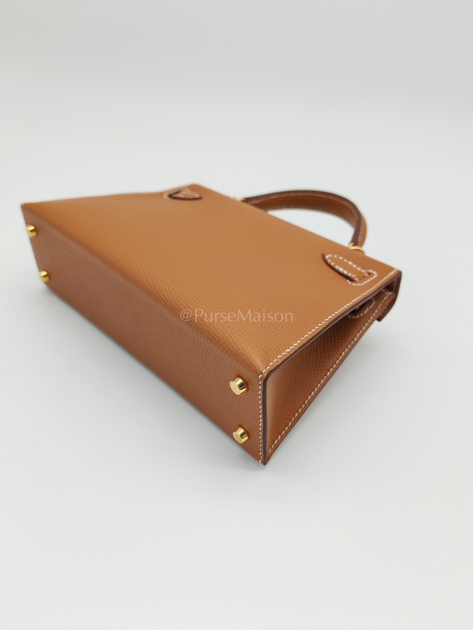 Mini Kelly Gold Epsom Leather in Gold Hardware Stamp W(2024) | Purse Maison Luxury Bags Shop