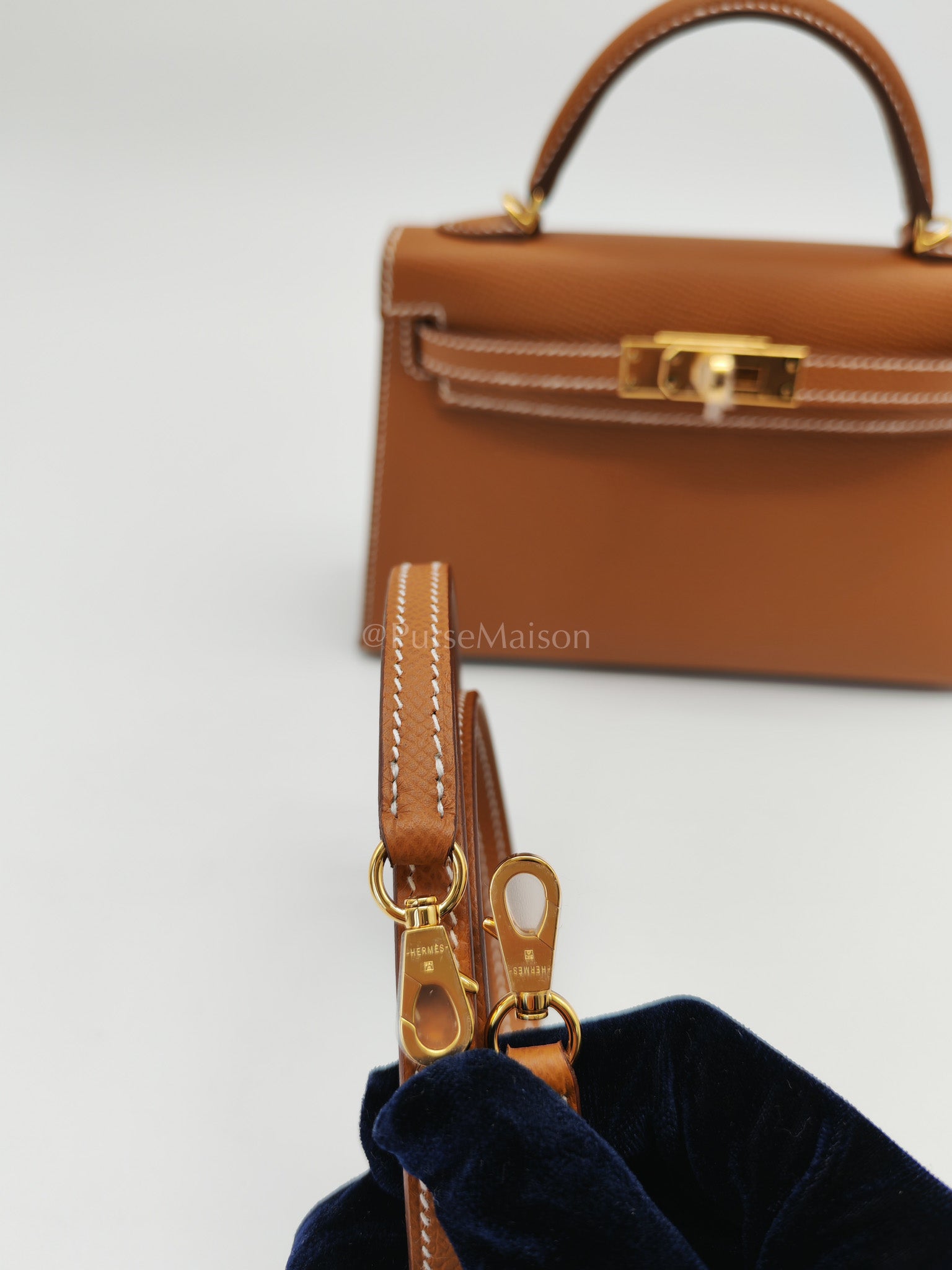 Mini Kelly Gold Epsom Leather in Gold Hardware Stamp W(2024) | Purse Maison Luxury Bags Shop