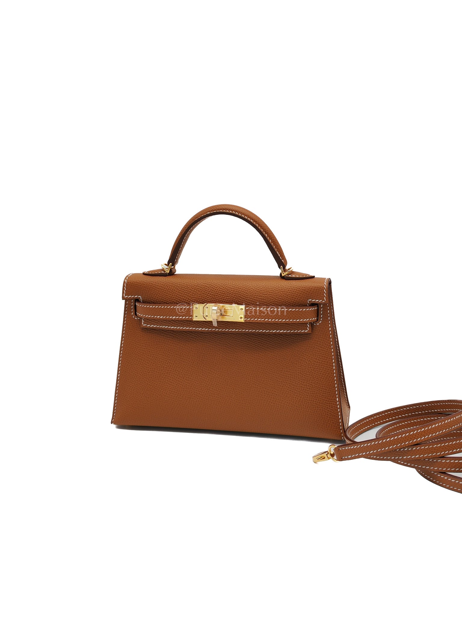 Mini Kelly Gold Epsom Leather in Gold Hardware Stamp W(2024) | Purse Maison Luxury Bags Shop