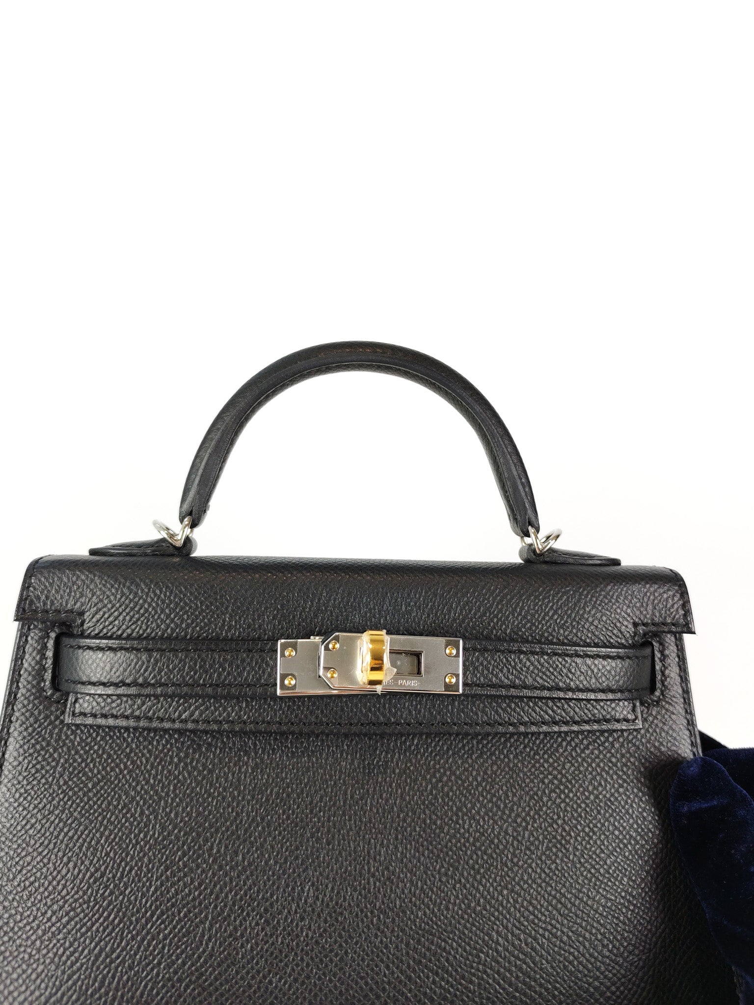 Mini Kelly in Black Epsom Leather and Electrum Hardware Stamp K (2025) | Purse Maison Luxury Bags Shop