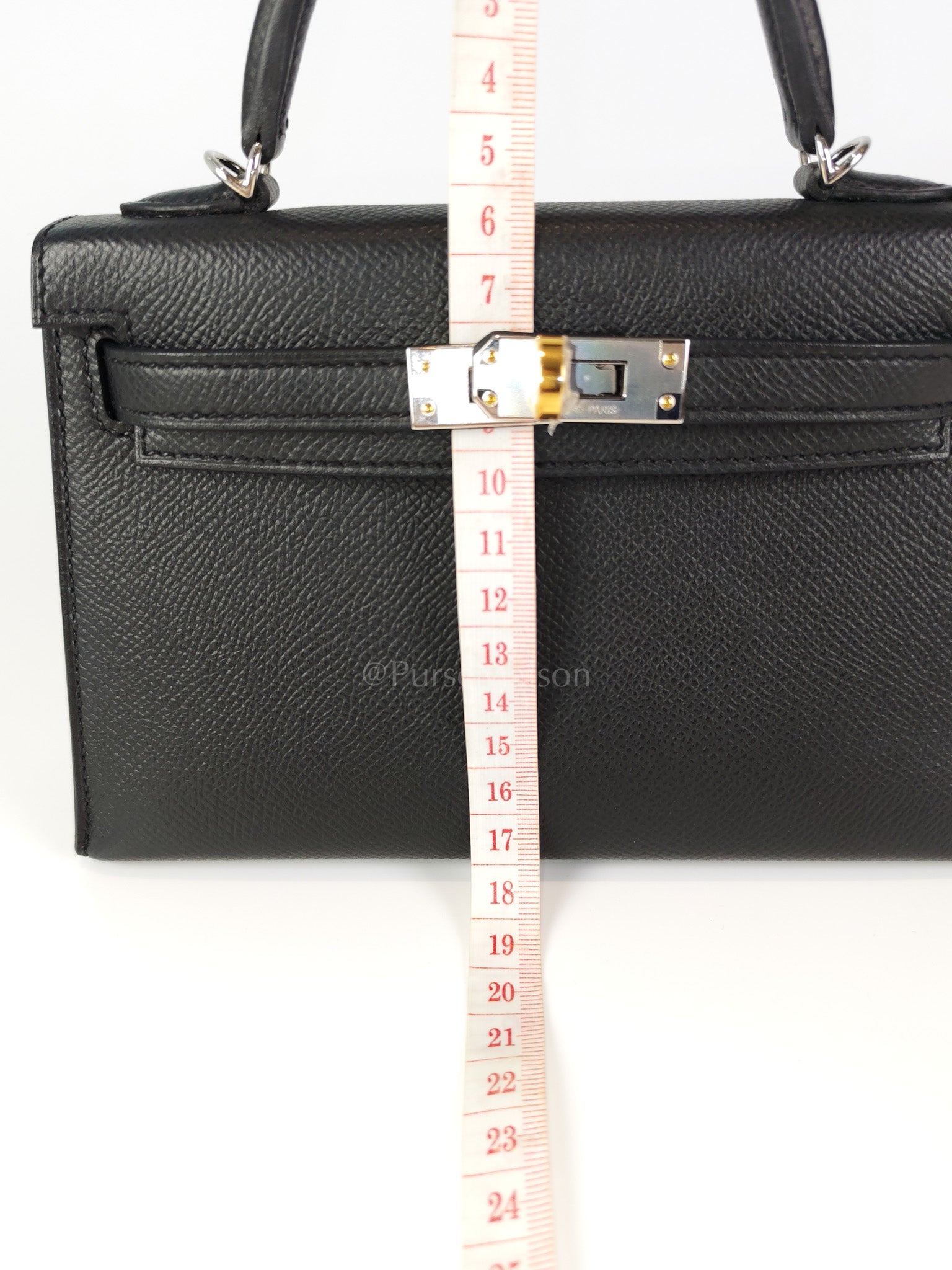 Mini Kelly in Black Epsom Leather and Electrum Hardware Stamp K (2025) | Purse Maison Luxury Bags Shop