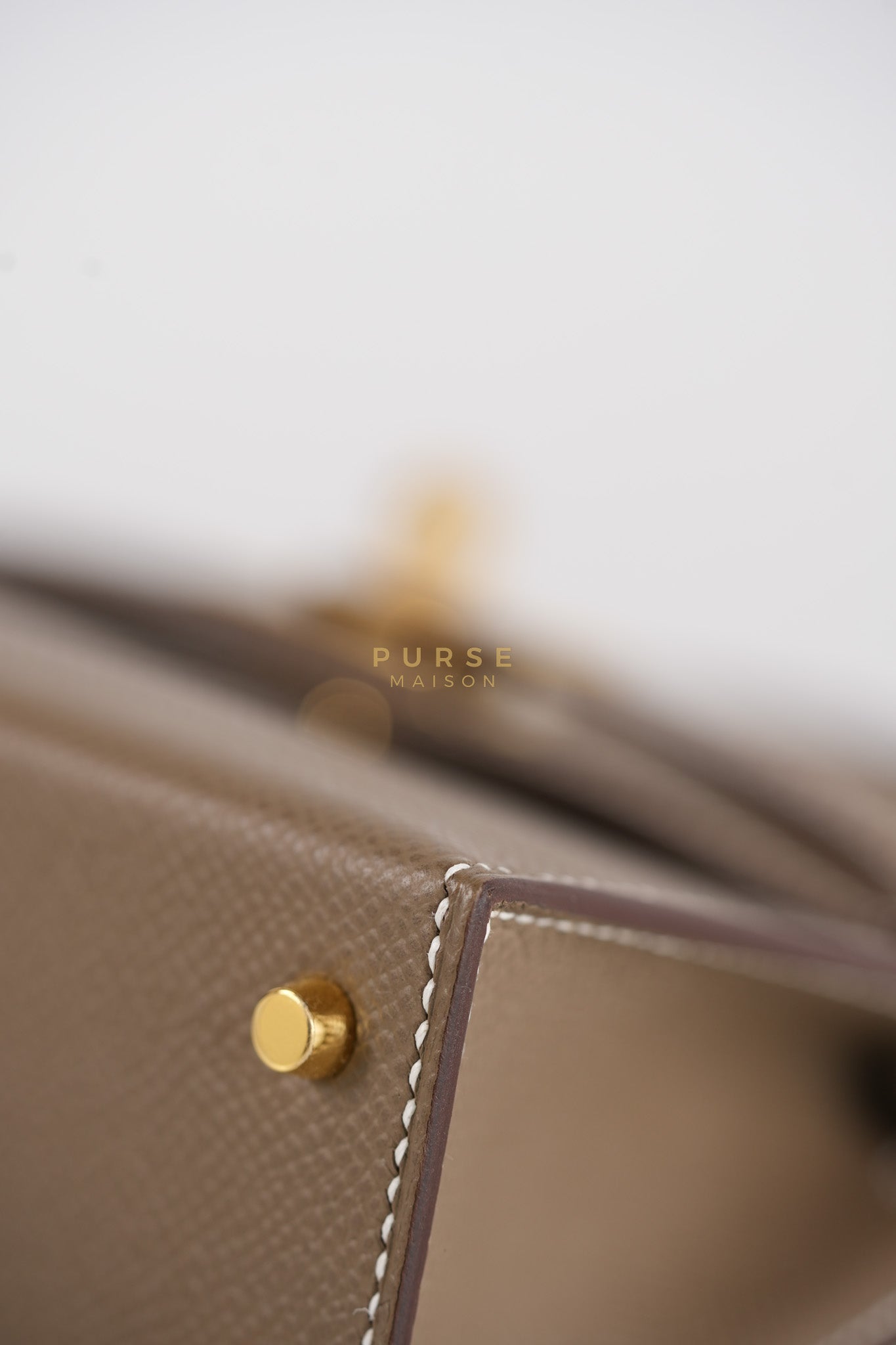 Mini Kelly in Etoupe Epsom Leather & Gold Hardware Stamp K (2025) | Purse Maison Luxury Bags Shop