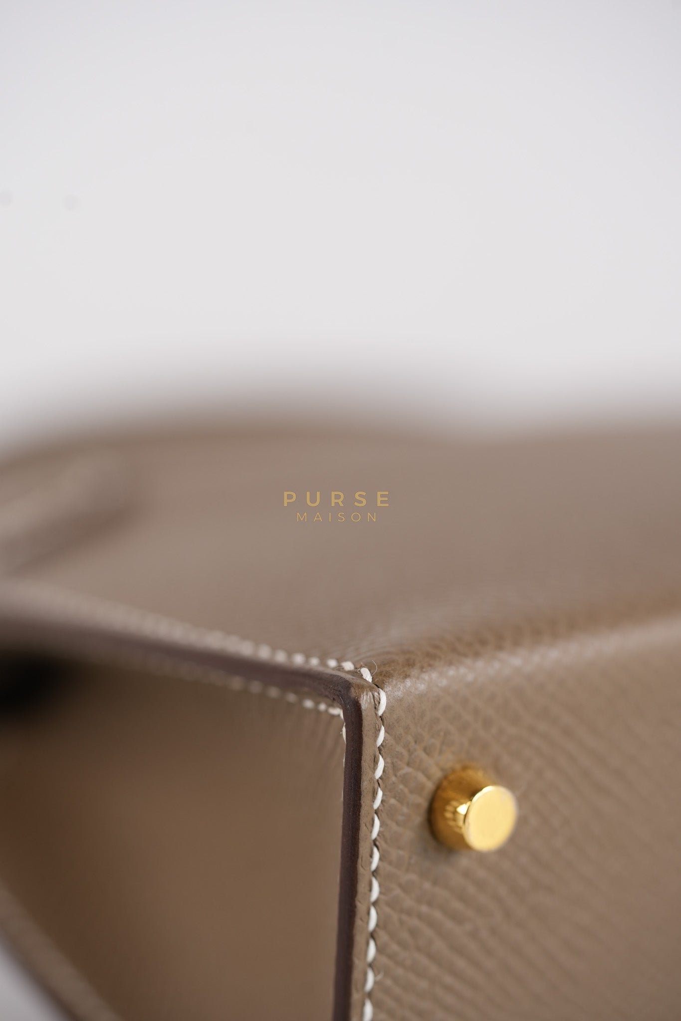 Mini Kelly in Etoupe Epsom Leather & Gold Hardware Stamp K (2025) | Purse Maison Luxury Bags Shop