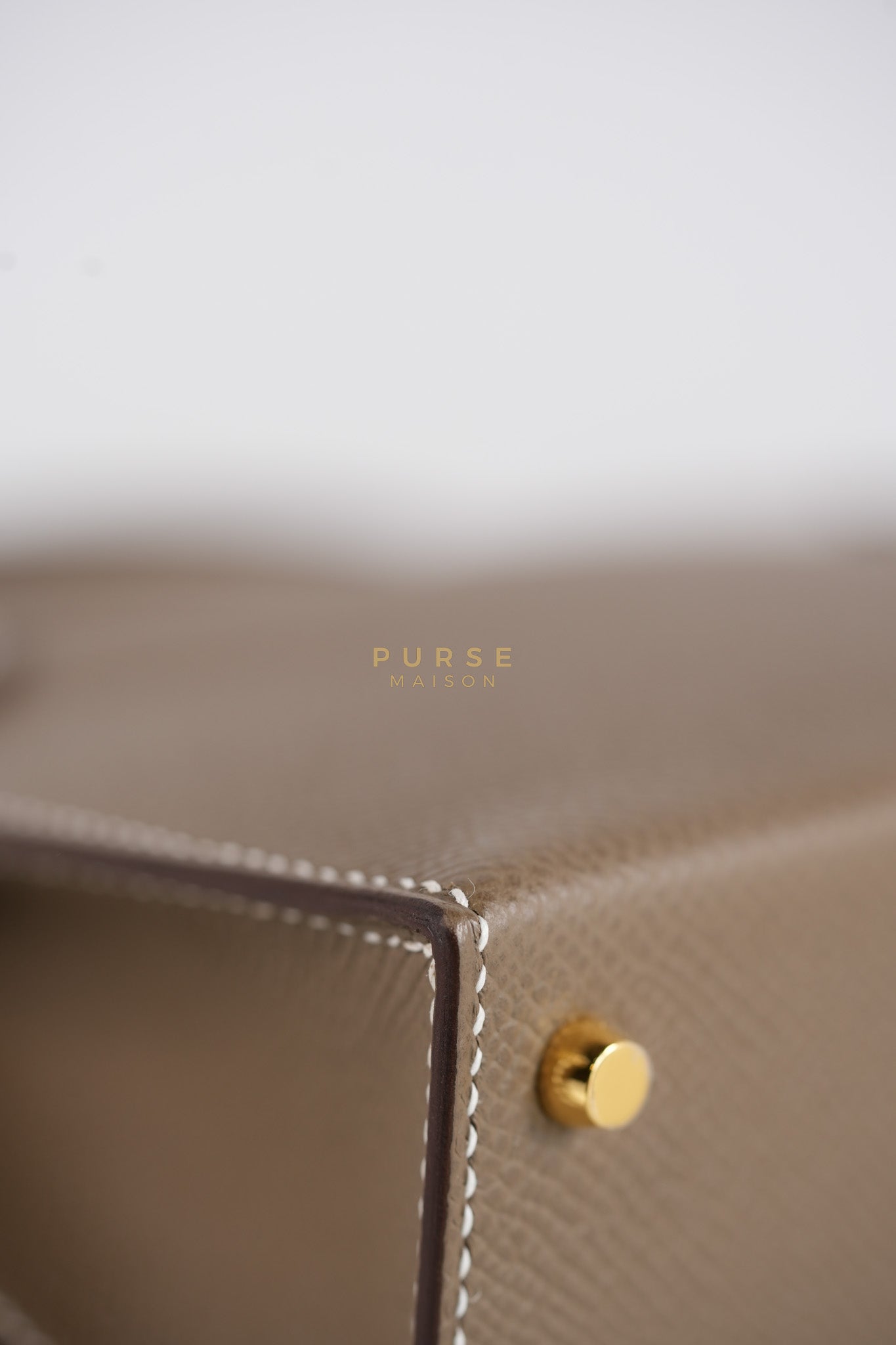 Mini Kelly in Etoupe Epsom Leather & Gold Hardware Stamp K (2025) | Purse Maison Luxury Bags Shop