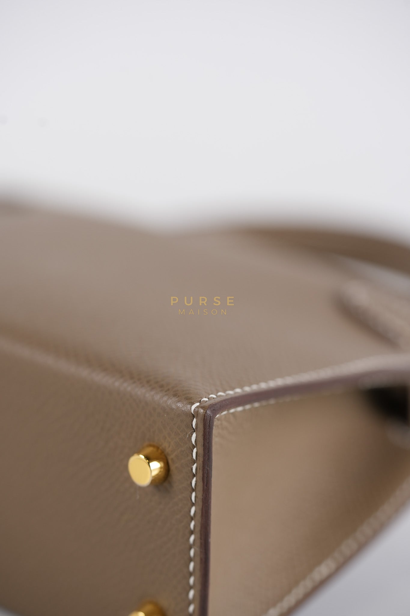 Mini Kelly in Etoupe Epsom Leather & Gold Hardware Stamp K (2025) | Purse Maison Luxury Bags Shop