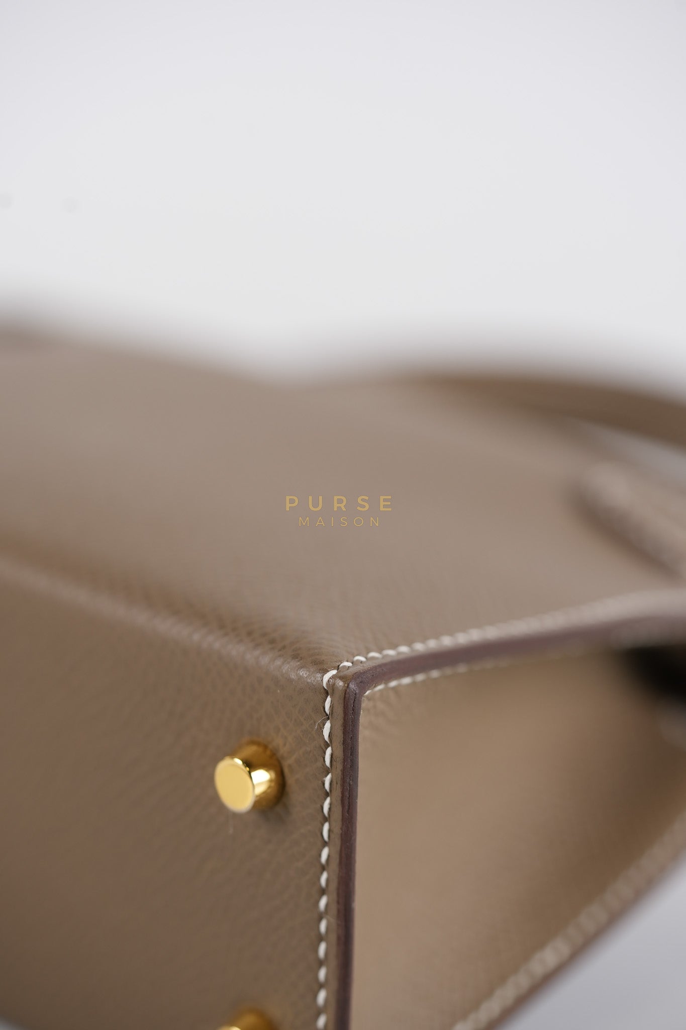 Mini Kelly in Etoupe Epsom Leather & Gold Hardware Stamp K (2025) | Purse Maison Luxury Bags Shop