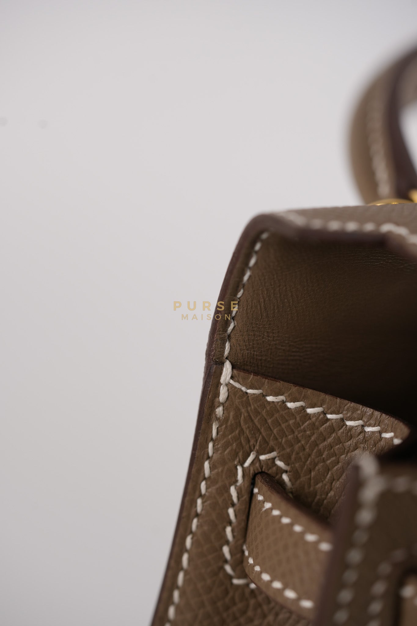 Mini Kelly in Etoupe Epsom Leather & Gold Hardware Stamp K (2025) | Purse Maison Luxury Bags Shop