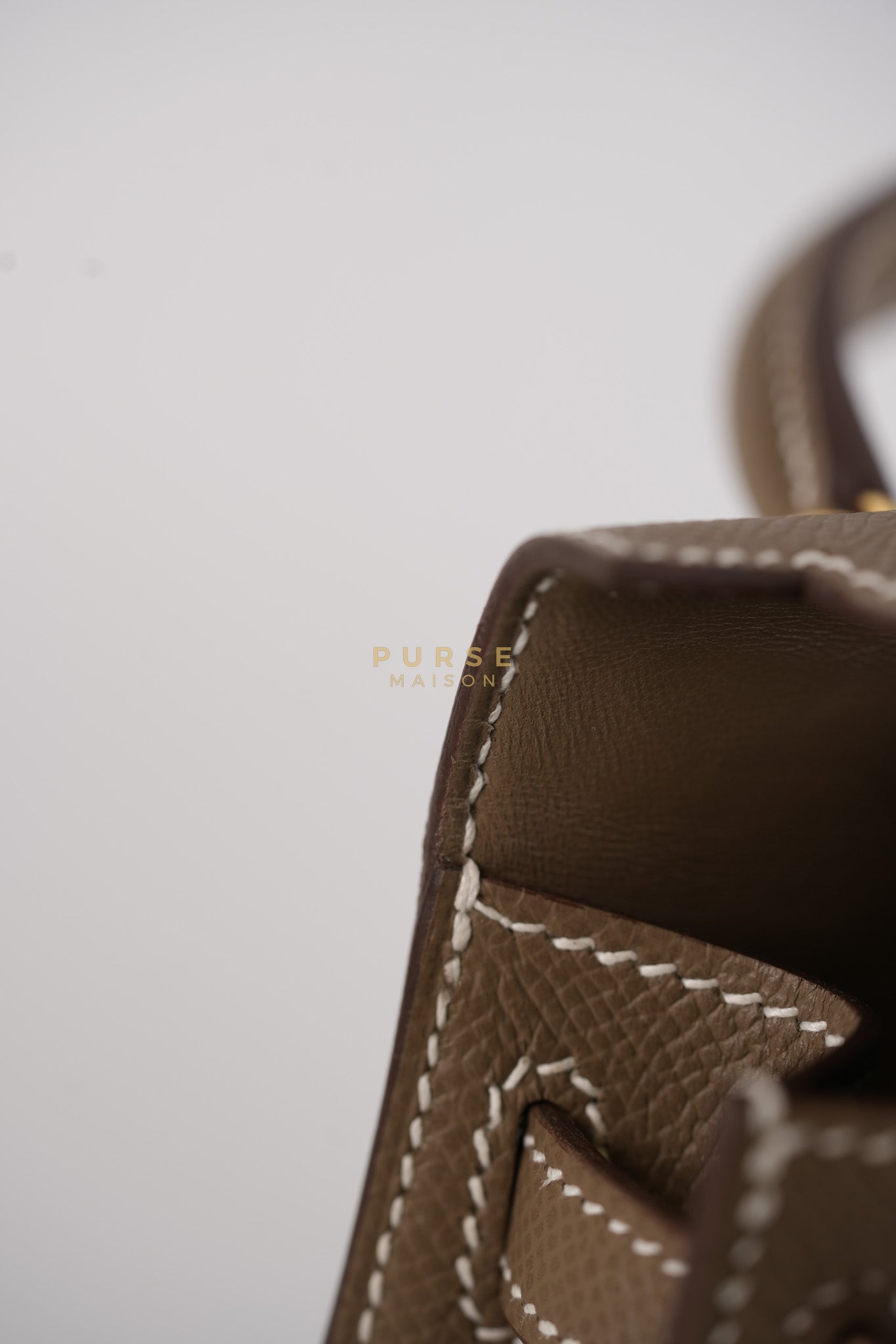Mini Kelly in Etoupe Epsom Leather & Gold Hardware Stamp K (2025) | Purse Maison Luxury Bags Shop