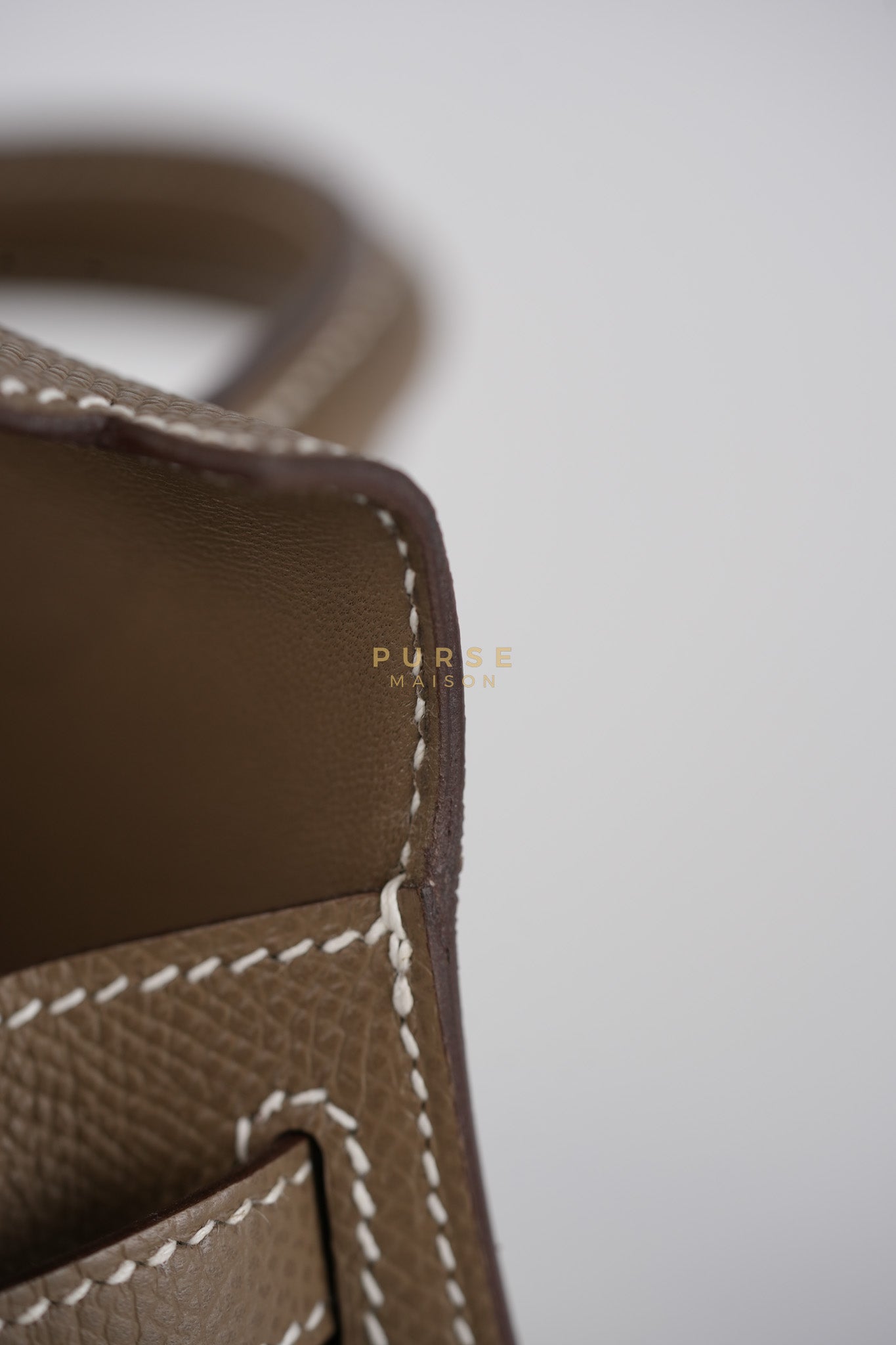 Mini Kelly in Etoupe Epsom Leather & Gold Hardware Stamp K (2025) | Purse Maison Luxury Bags Shop