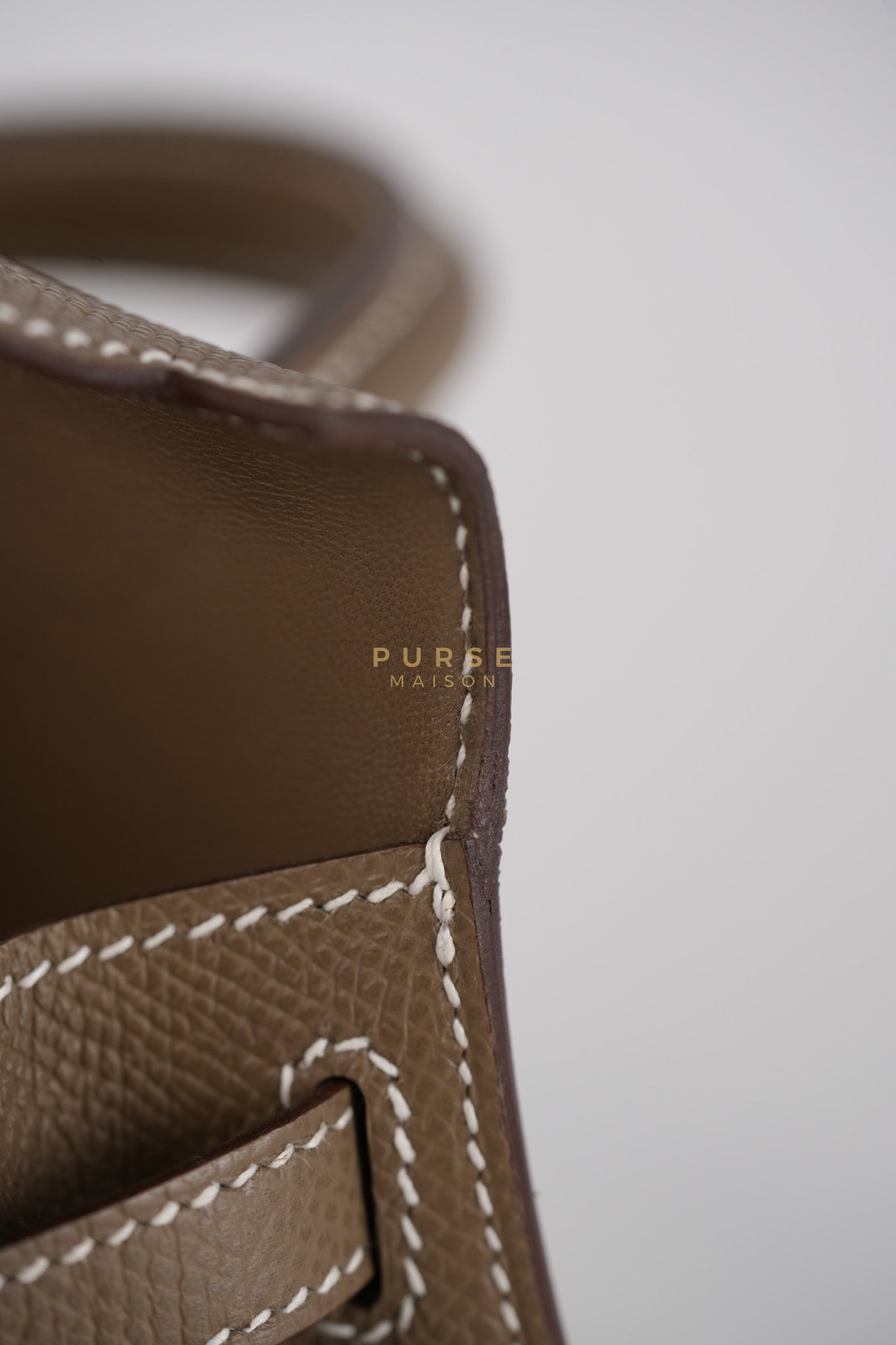 Mini Kelly in Etoupe Epsom Leather & Gold Hardware Stamp K (2025) | Purse Maison Luxury Bags Shop