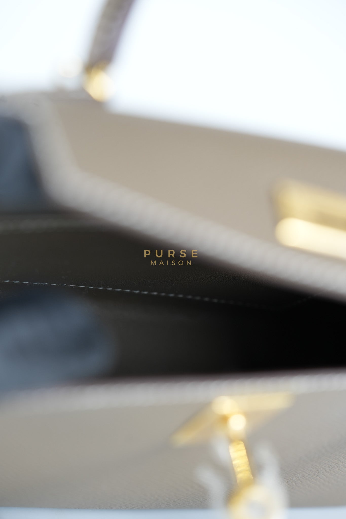 Mini Kelly in Etoupe Epsom Leather & Gold Hardware Stamp K (2025) | Purse Maison Luxury Bags Shop