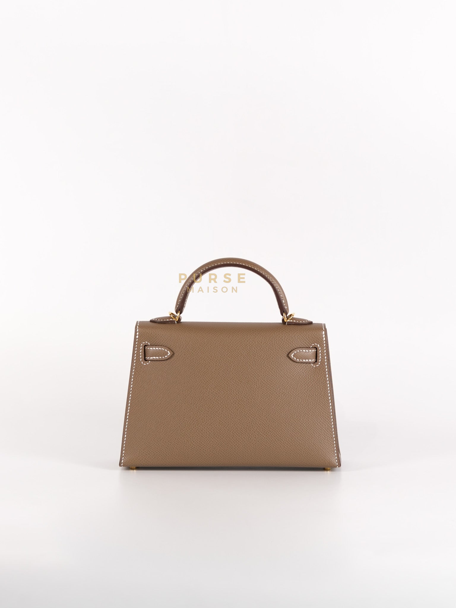 Mini Kelly in Etoupe Epsom Leather & Gold Hardware Stamp K (2025) | Purse Maison Luxury Bags Shop