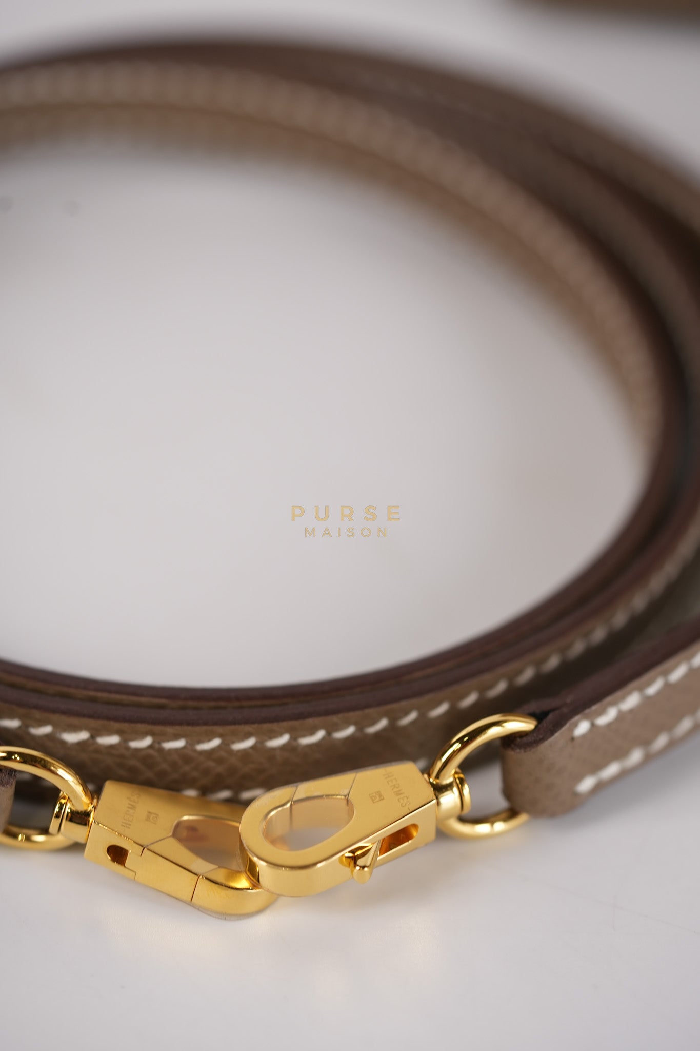 Mini Kelly in Etoupe Epsom Leather & Gold Hardware Stamp K (2025) | Purse Maison Luxury Bags Shop