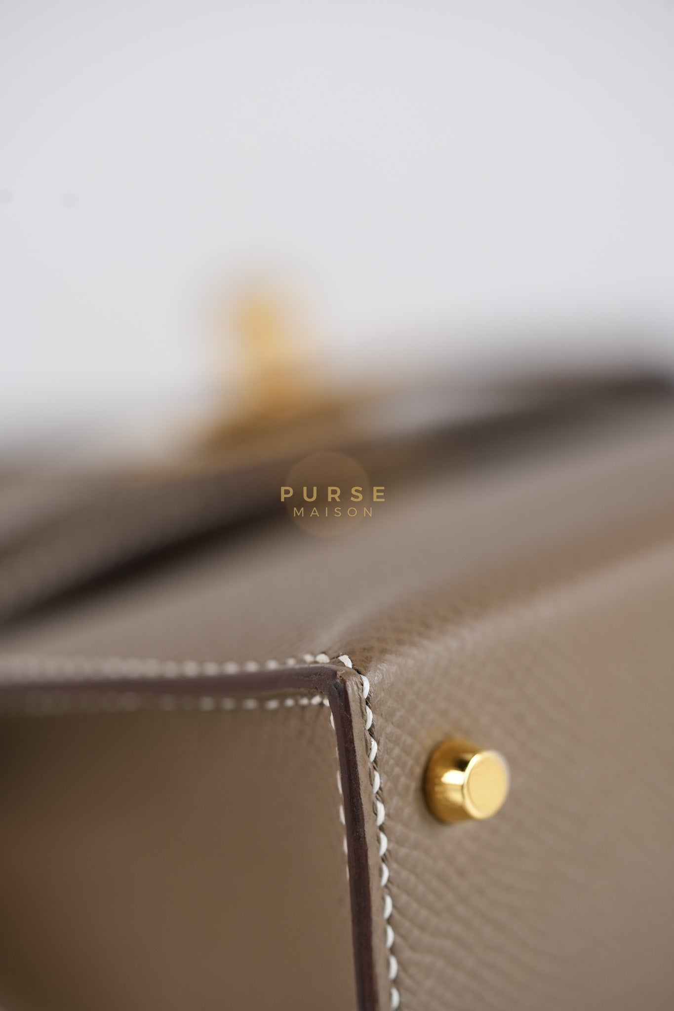 Mini Kelly in Etoupe Epsom Leather & Gold Hardware Stamp K (2025) | Purse Maison Luxury Bags Shop