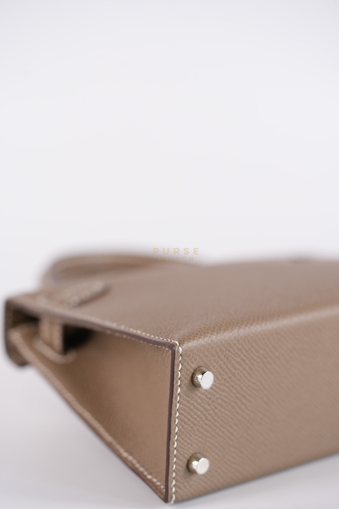 Mini Kelly in Etoupe Epsom Leather Palladium Hardware Stamp W(2024) | Purse Maison Luxury Bags Shop