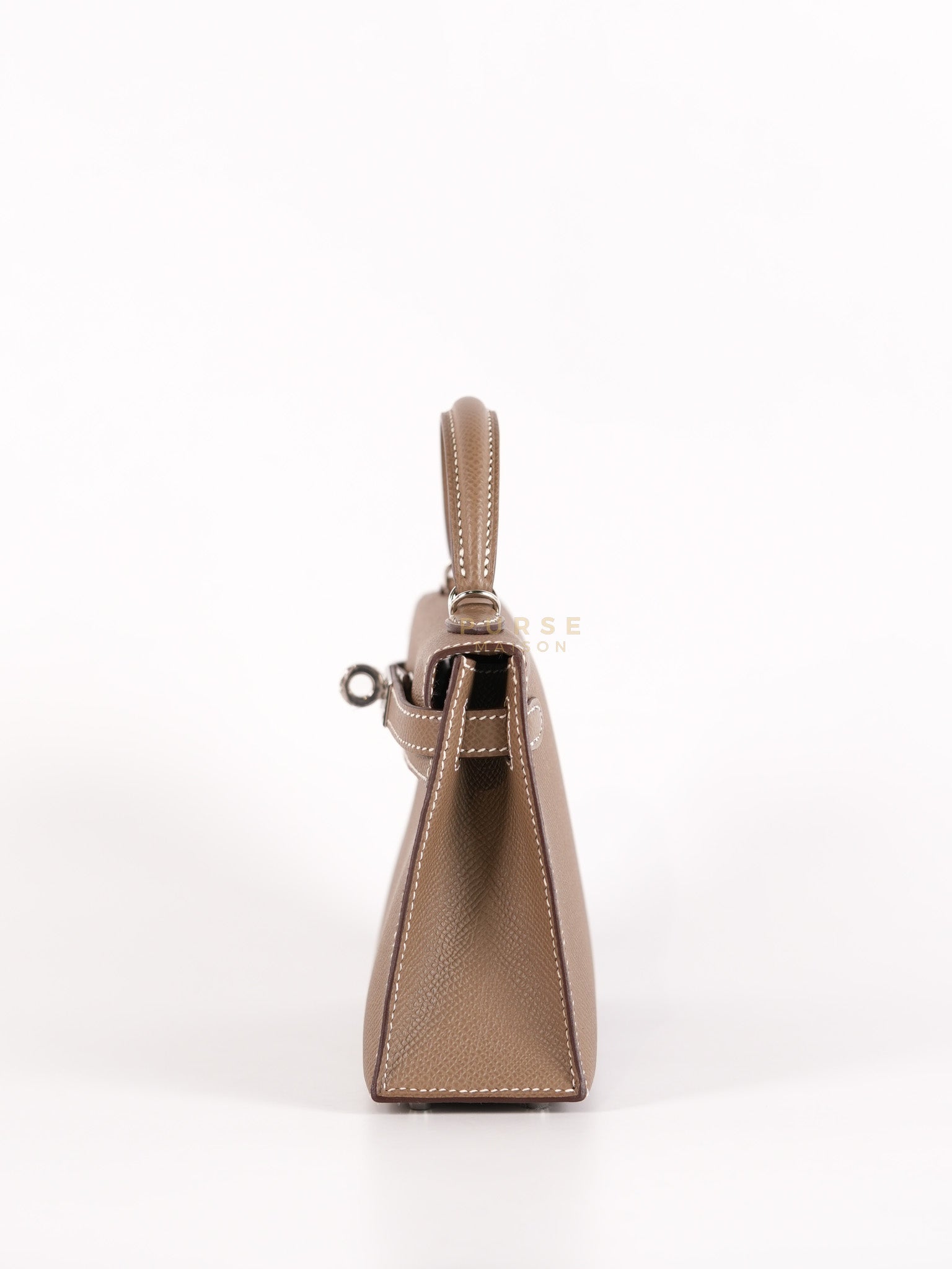 Mini Kelly in Etoupe Epsom Leather Palladium Hardware Stamp W(2024) | Purse Maison Luxury Bags Shop