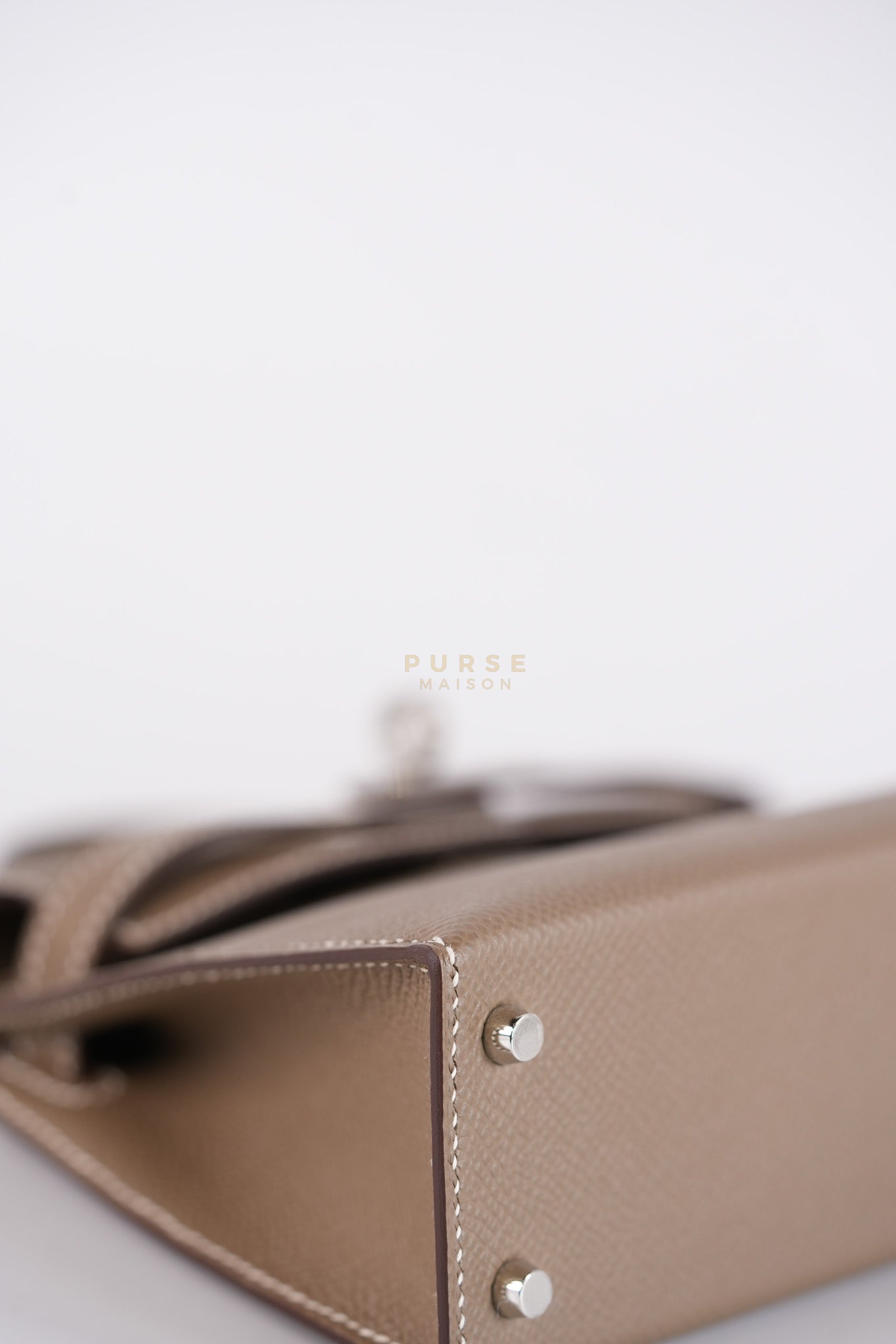 Mini Kelly in Etoupe Epsom Leather Palladium Hardware Stamp W(2024) | Purse Maison Luxury Bags Shop