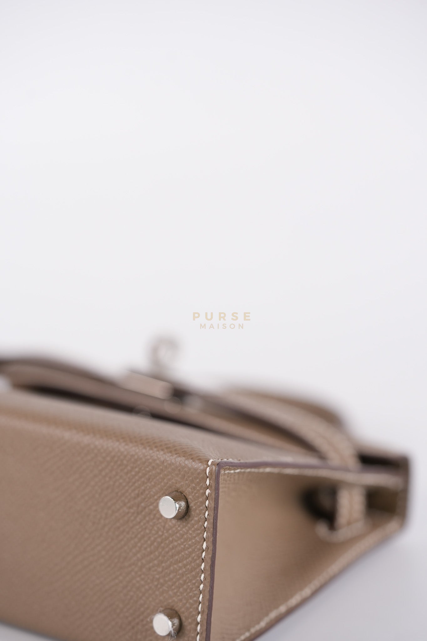 Mini Kelly in Etoupe Epsom Leather Palladium Hardware Stamp W(2024) | Purse Maison Luxury Bags Shop