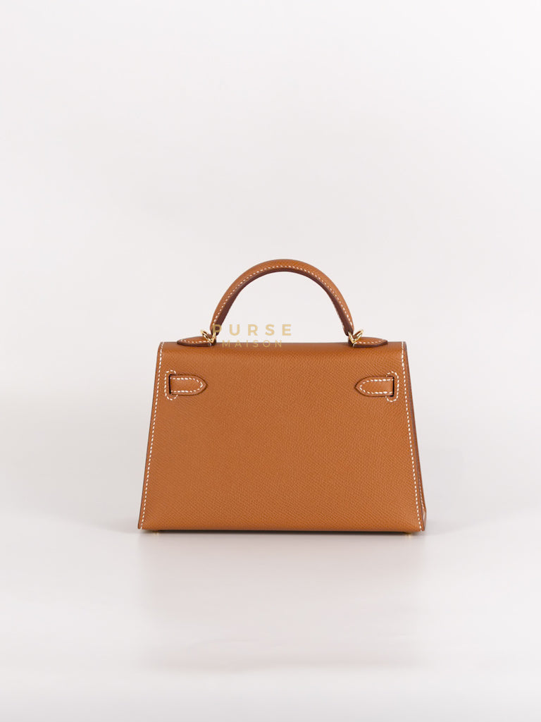 Mini Kelly in Gold Epsom Leather and Gold Hardware Stamp B (2023) | Purse Maison Luxury Bags Shop