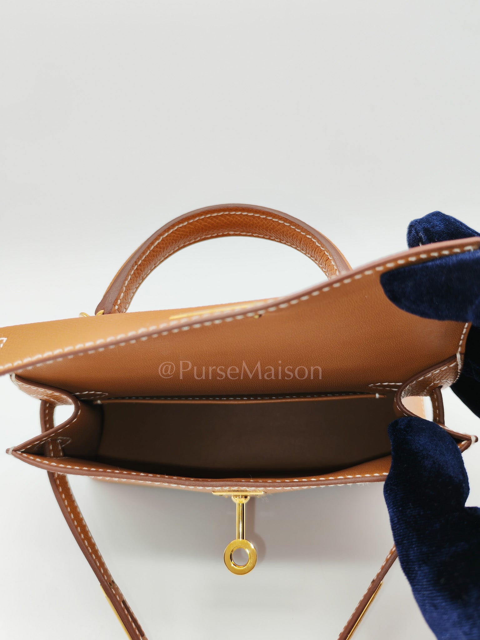 Mini Kelly in Gold Epsom Leather & Gold Hardware Stamp B (2023) | Purse Maison Luxury Bags Shop