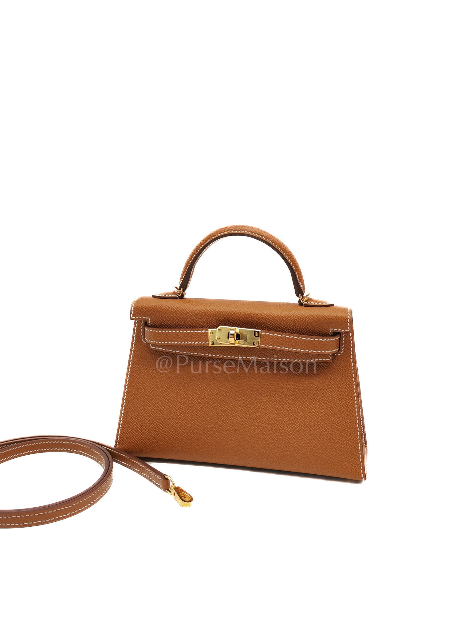 Mini Kelly in Gold Epsom Leather & Gold Hardware Stamp B (2023) | Purse Maison Luxury Bags Shop