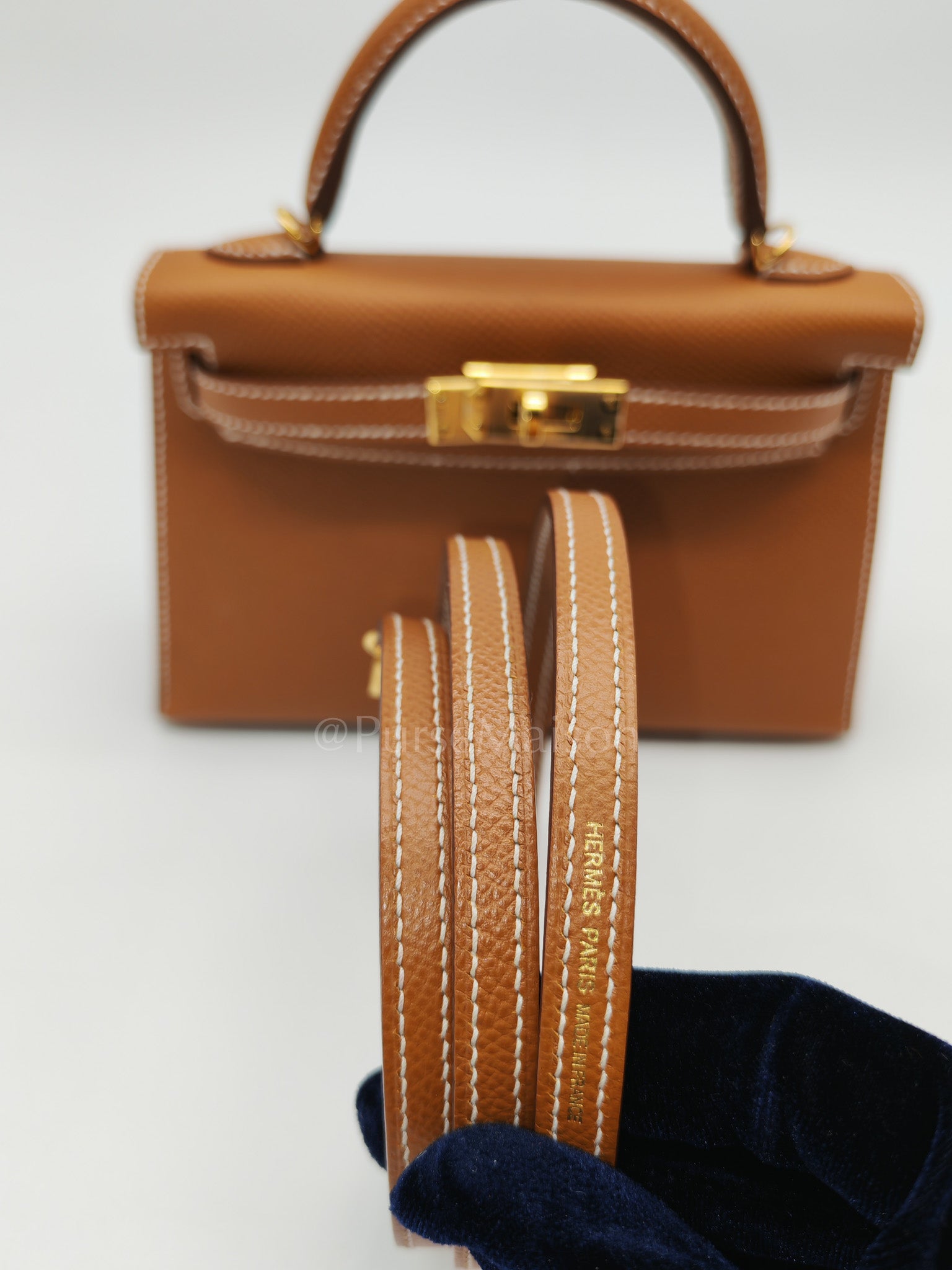 Mini Kelly in Gold Epsom Leather & Gold Hardware Stamp B (2023) | Purse Maison Luxury Bags Shop