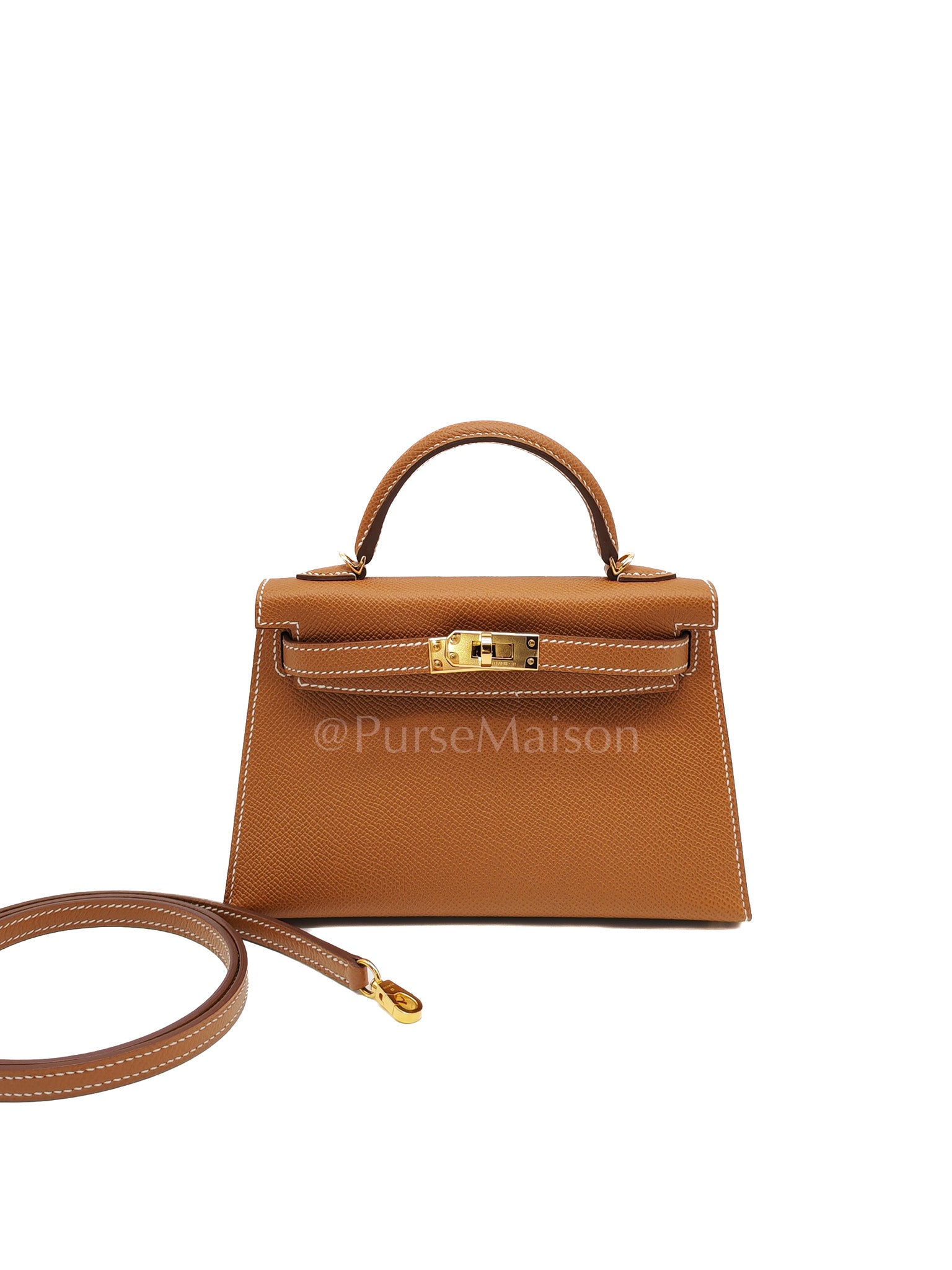 Mini Kelly in Gold Epsom Leather & Gold Hardware Stamp B (2023) | Purse Maison Luxury Bags Shop