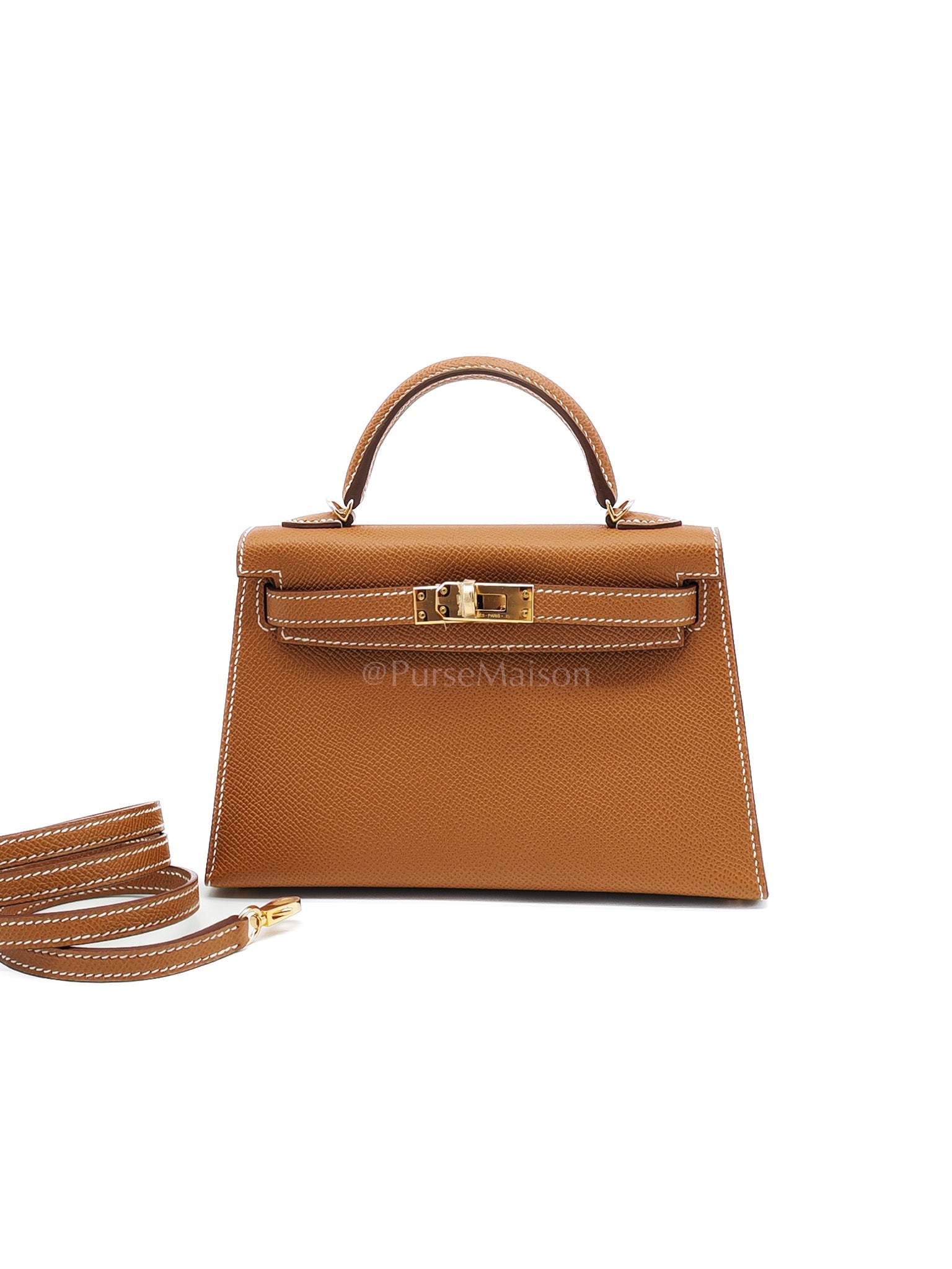 Mini Kelly in Gold Epsom Leather Gold Hardware Stamp B(2023) | Purse Maison Luxury Bags Shop